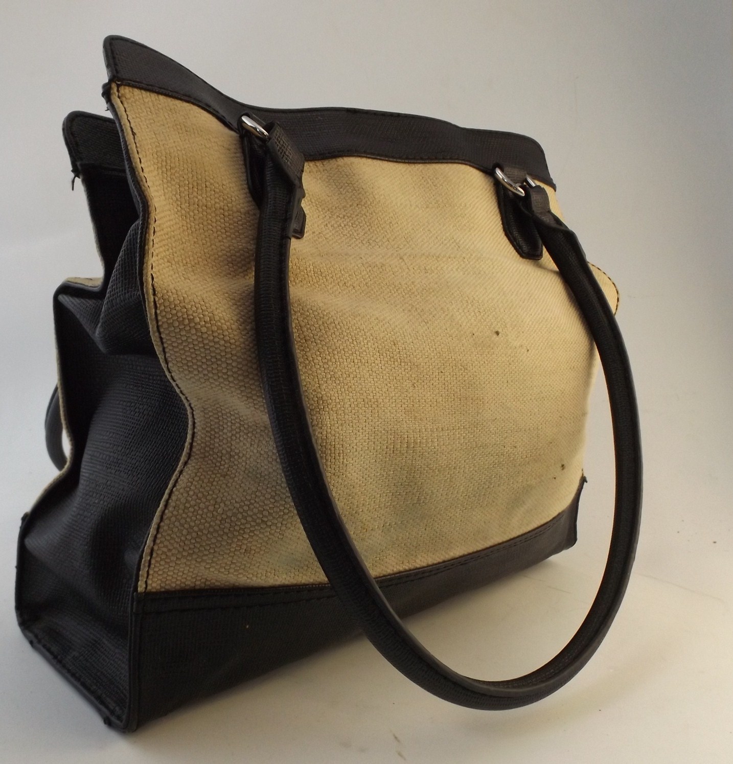 Dana Buchman Linen and Leather Handbag