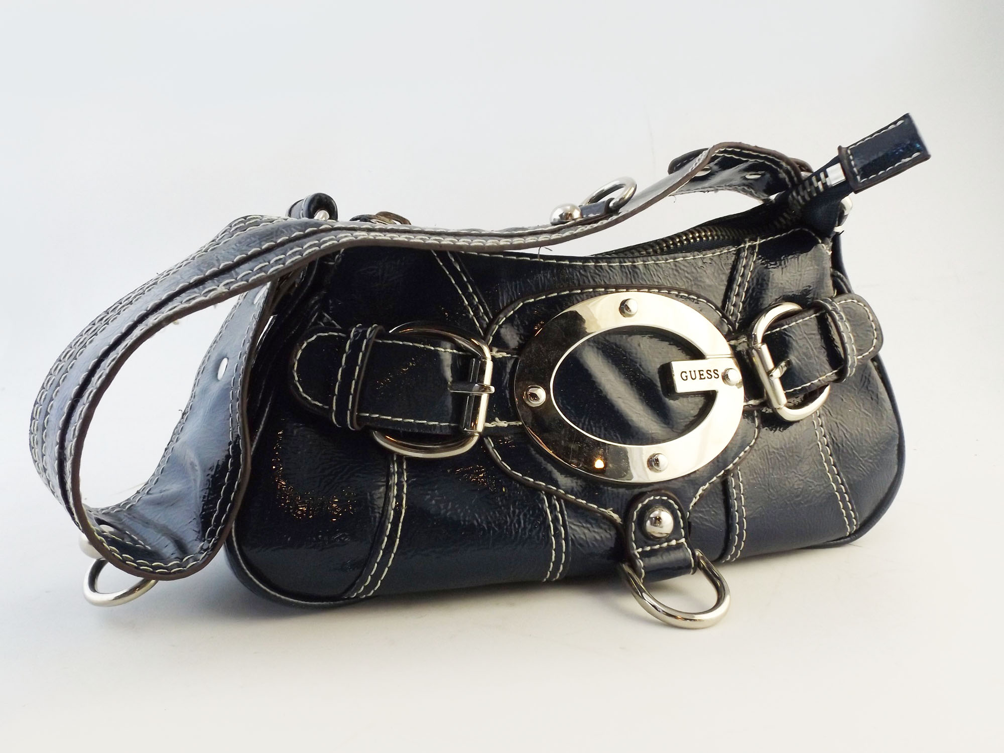 Guess Navy Vinyl Handbag