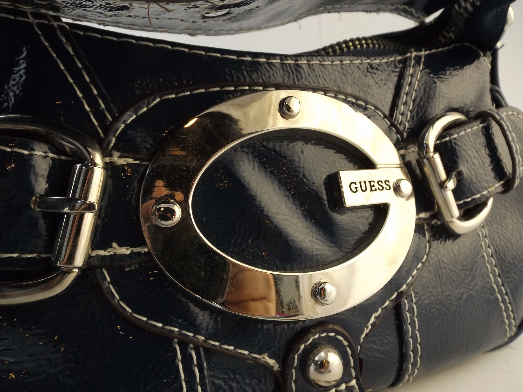 Guess Navy Vinyl Handbag