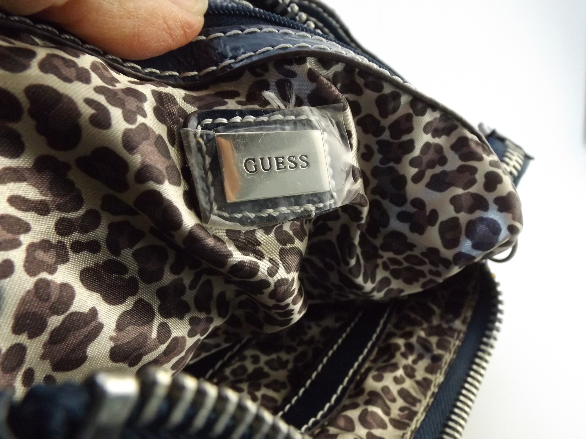 Guess Navy Vinyl Handbag