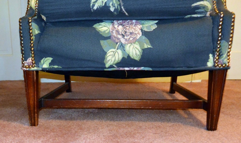 Lovely Blue Upholstered Wing Back Chair