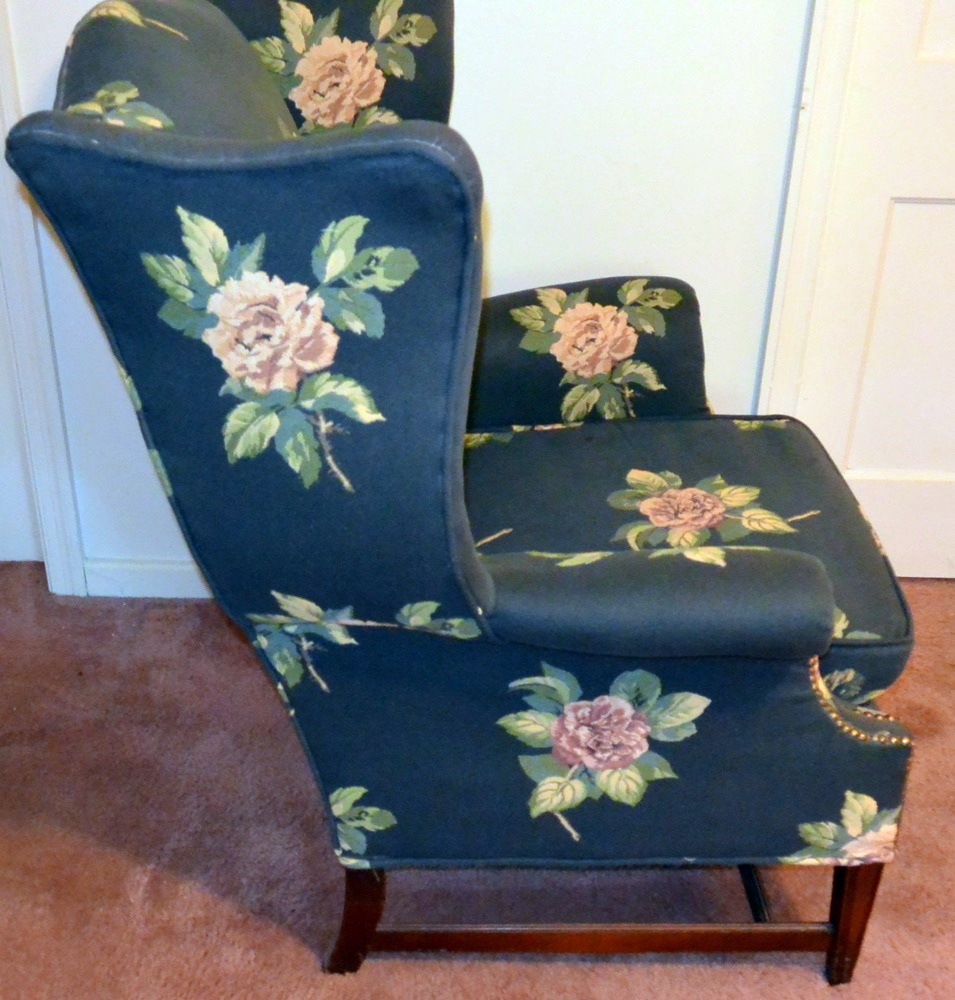 Lovely Blue Upholstered Wing Back Chair
