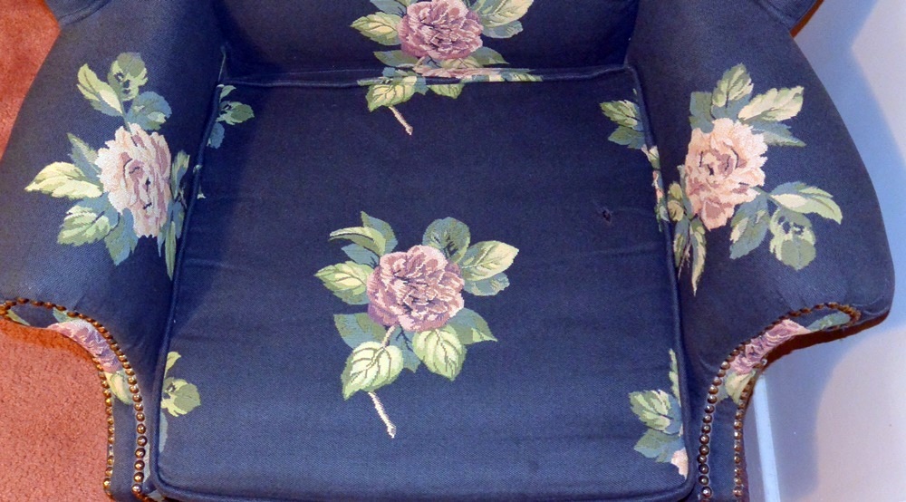 Lovely Blue Upholstered Wing Back Chair