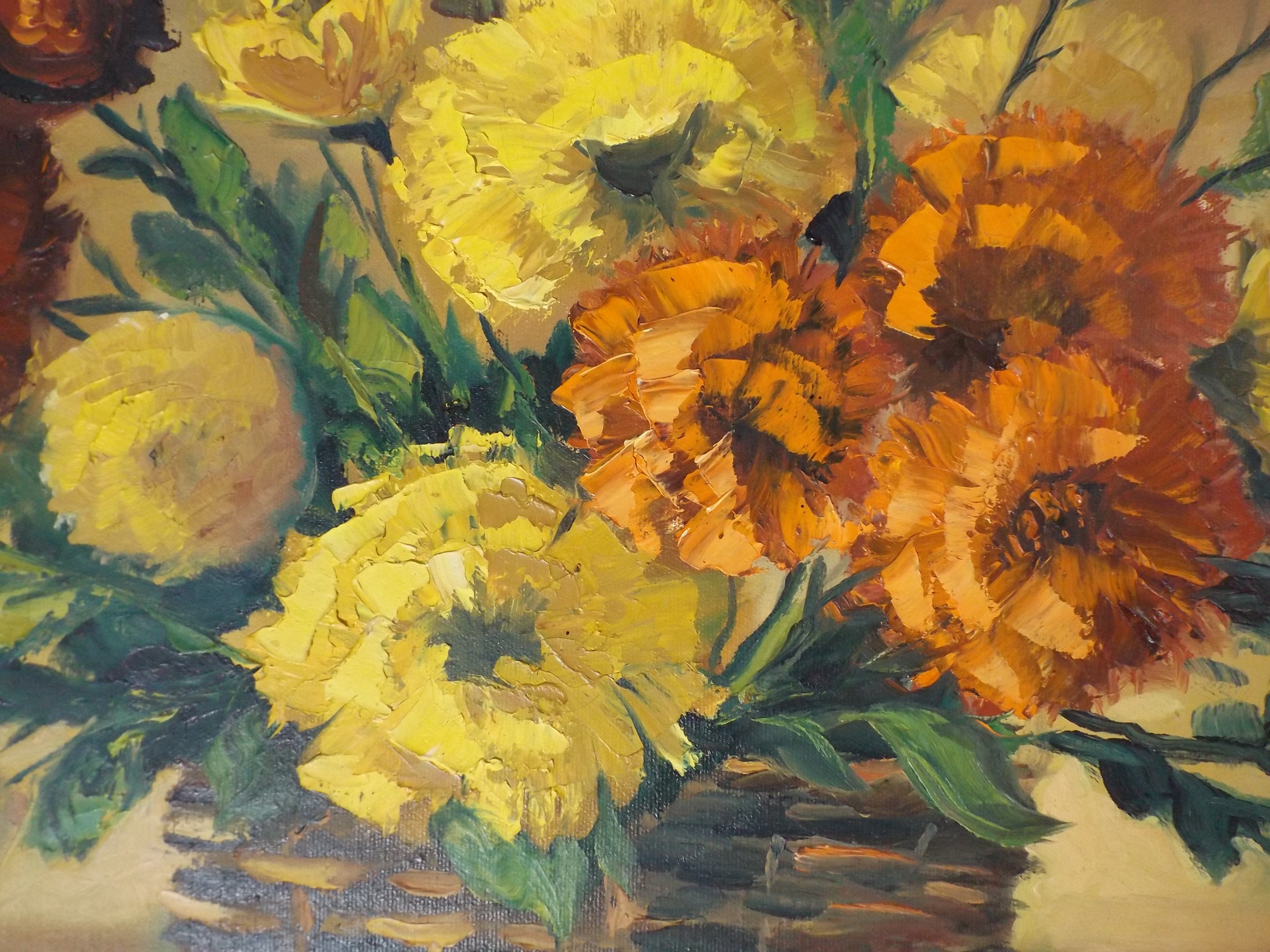 Signed Acrylic Floral Painting