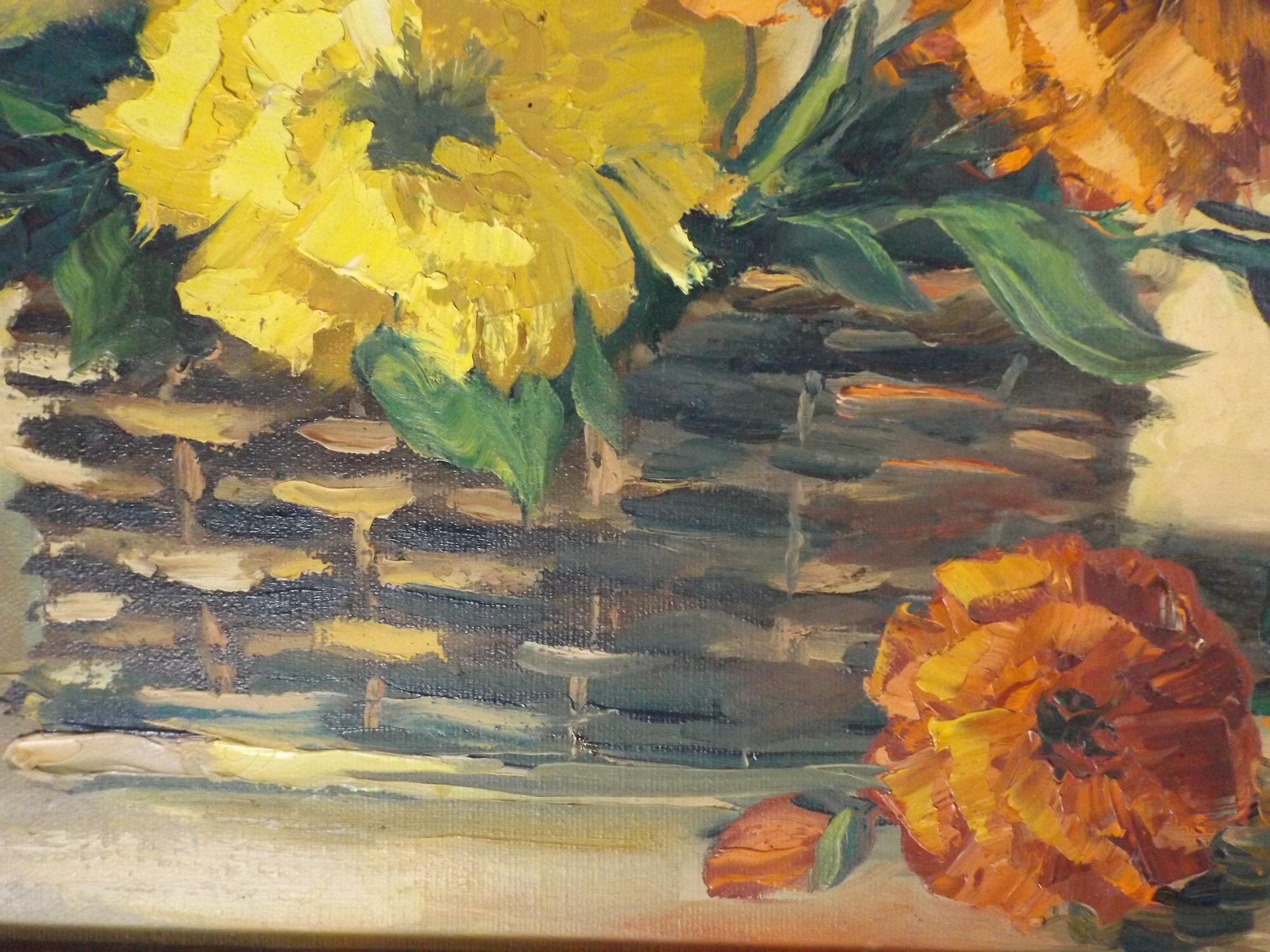 Signed Acrylic Floral Painting