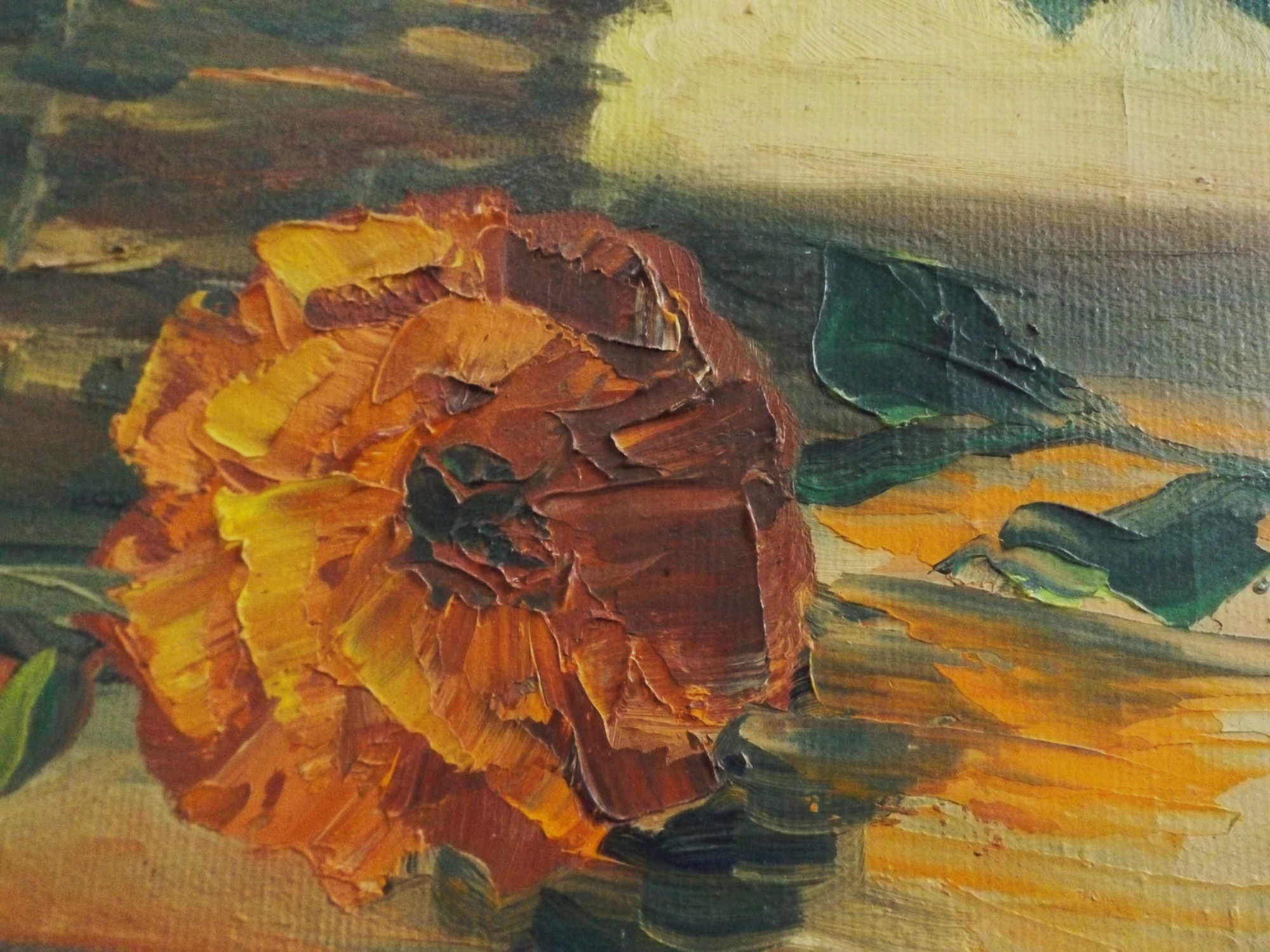 Signed Acrylic Floral Painting