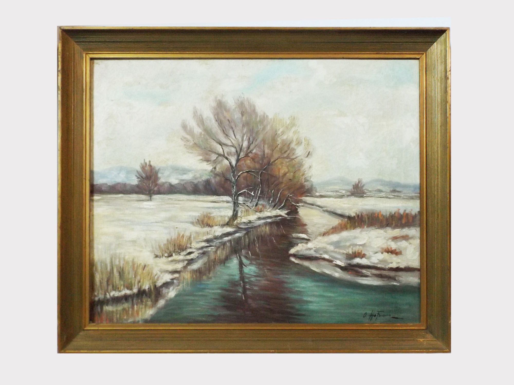 Signed Winter Landscape Oil on Canvas