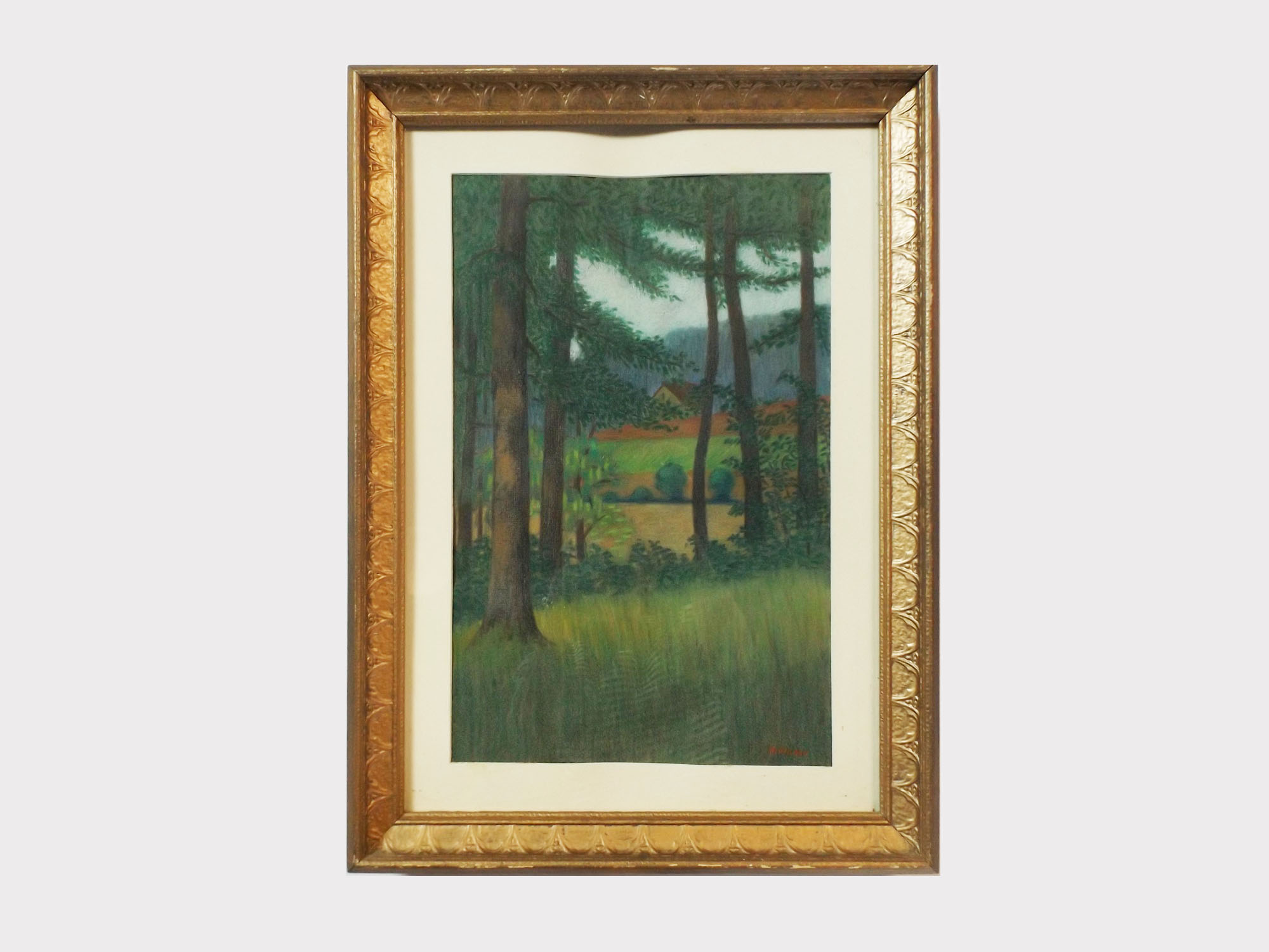 Signed Oil Pastel Landscape
