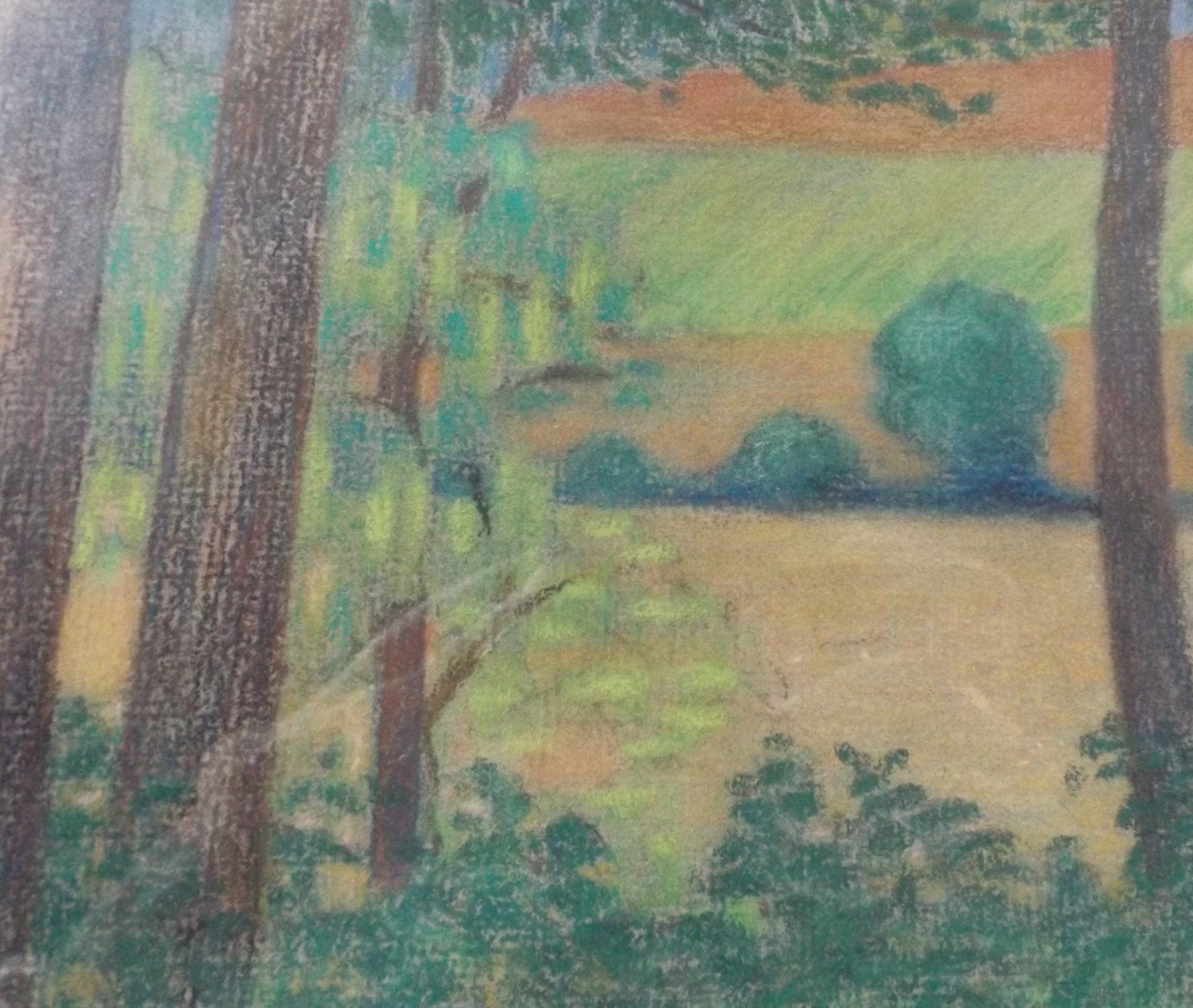 Signed Oil Pastel Landscape