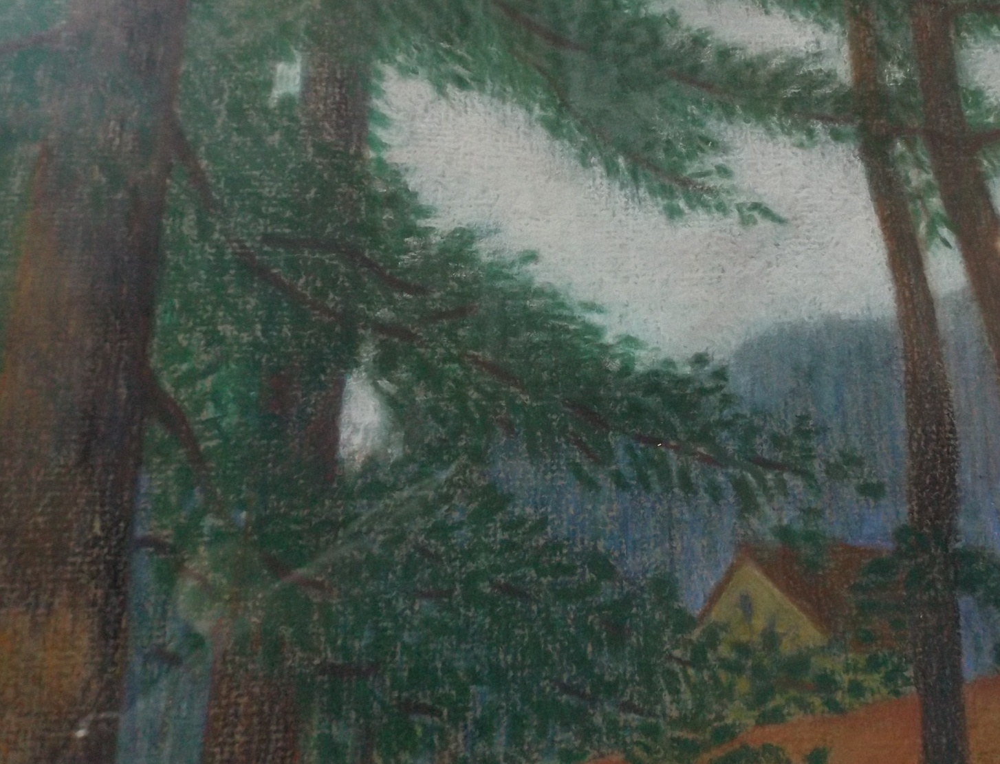 Signed Oil Pastel Landscape
