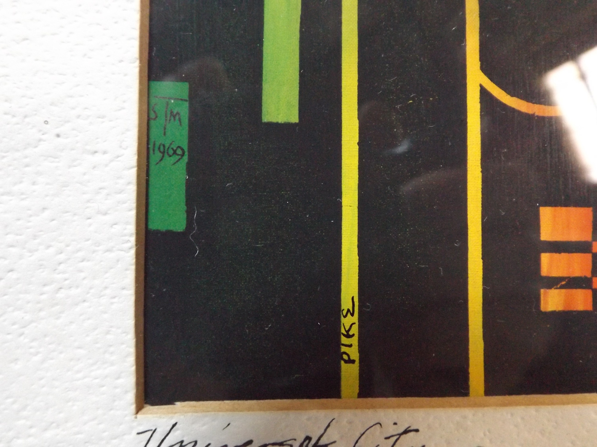 1969 Original Gouache Cityscape, Signed