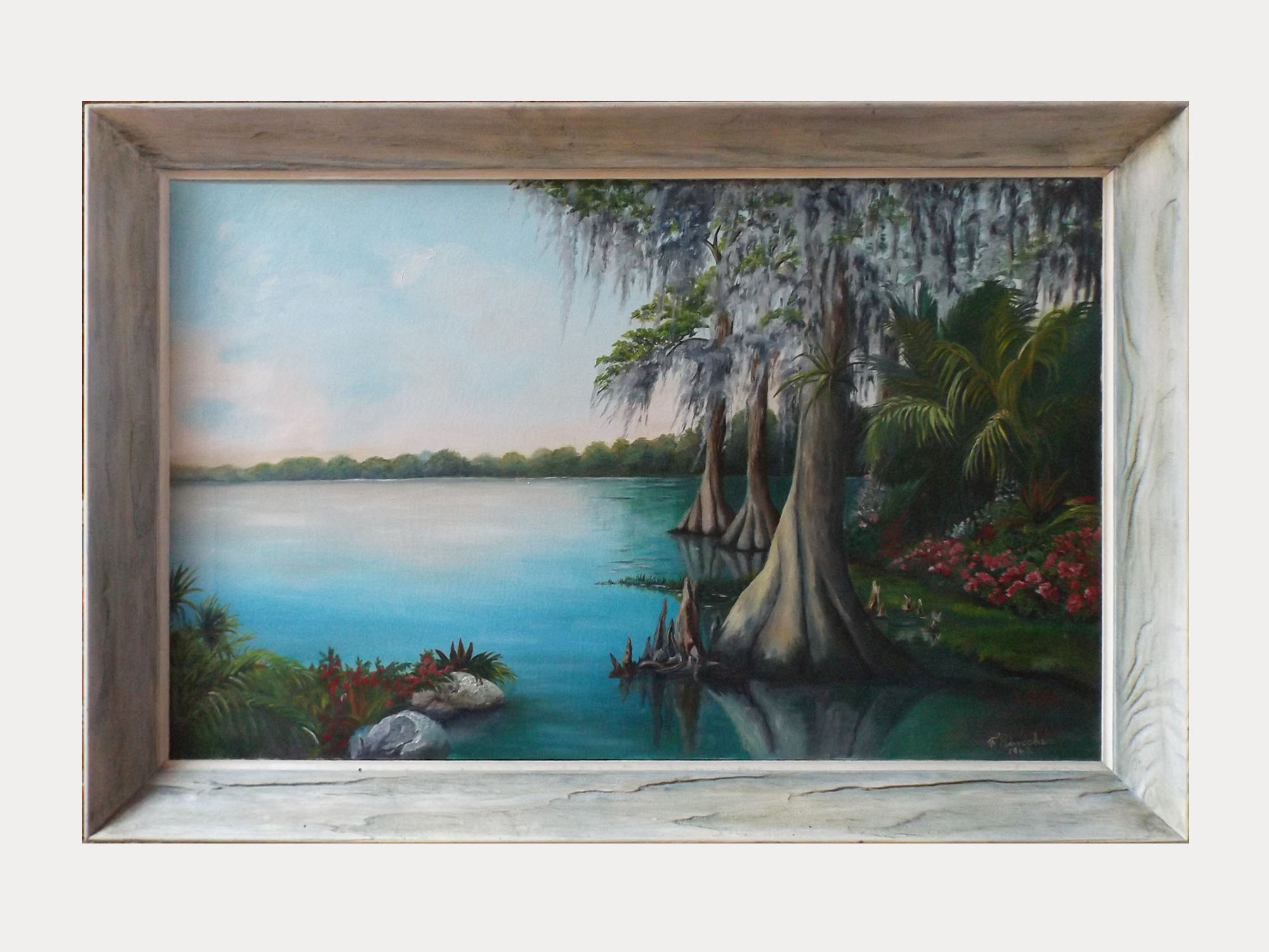 Signed Oil Bayou Landscape Painting