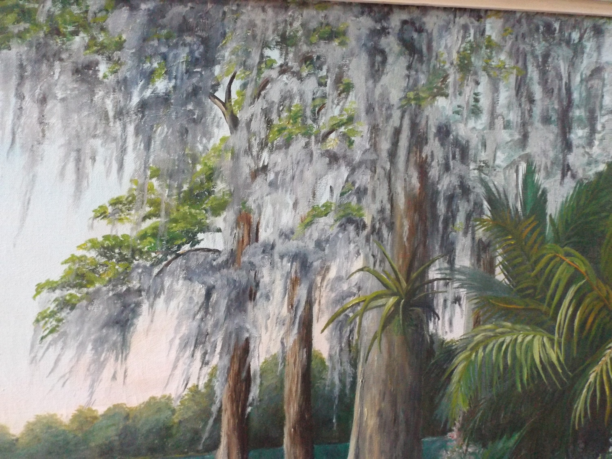 Signed Oil Bayou Landscape Painting