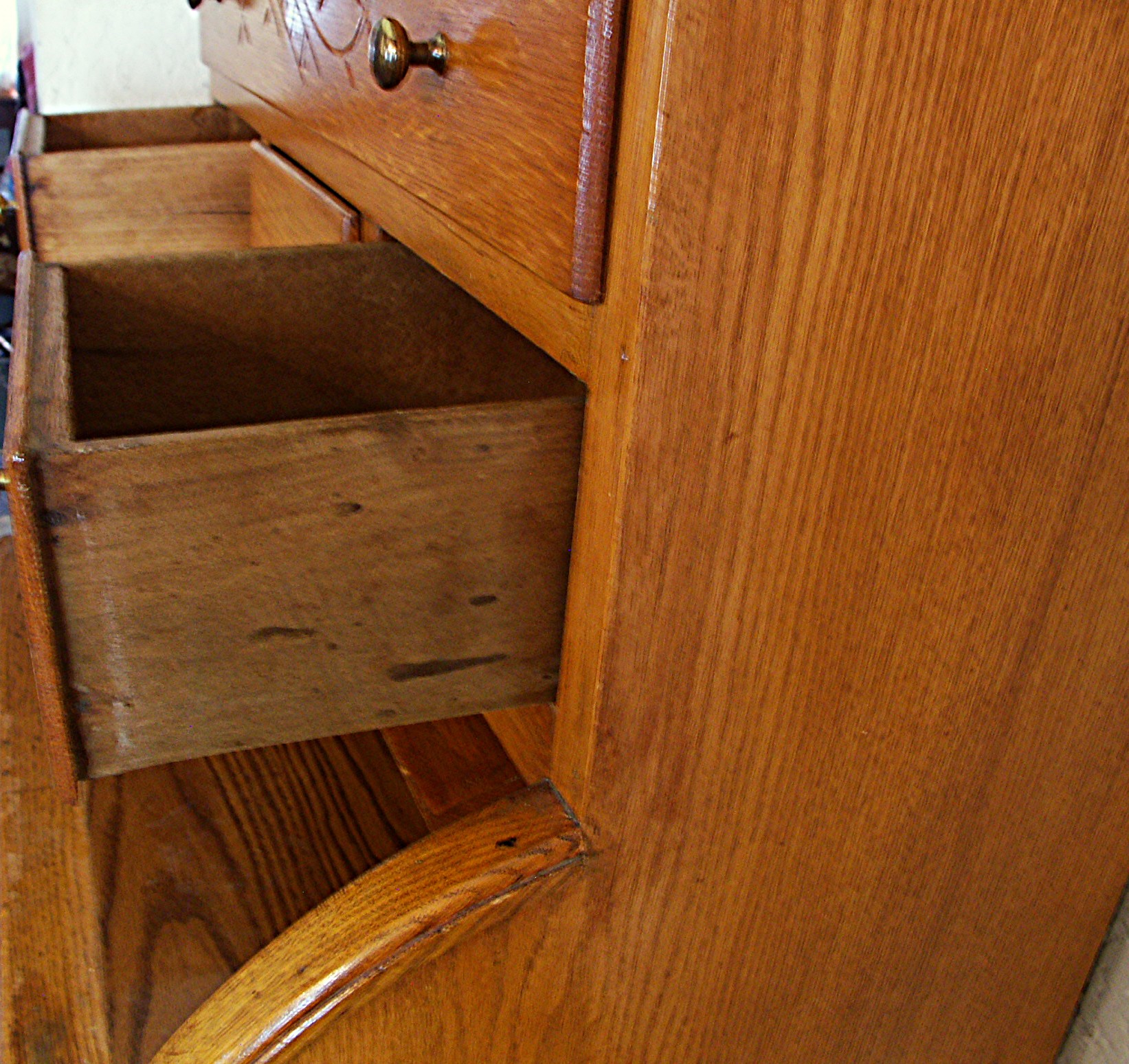Antique Roll Top Oak Bakers Cabinet