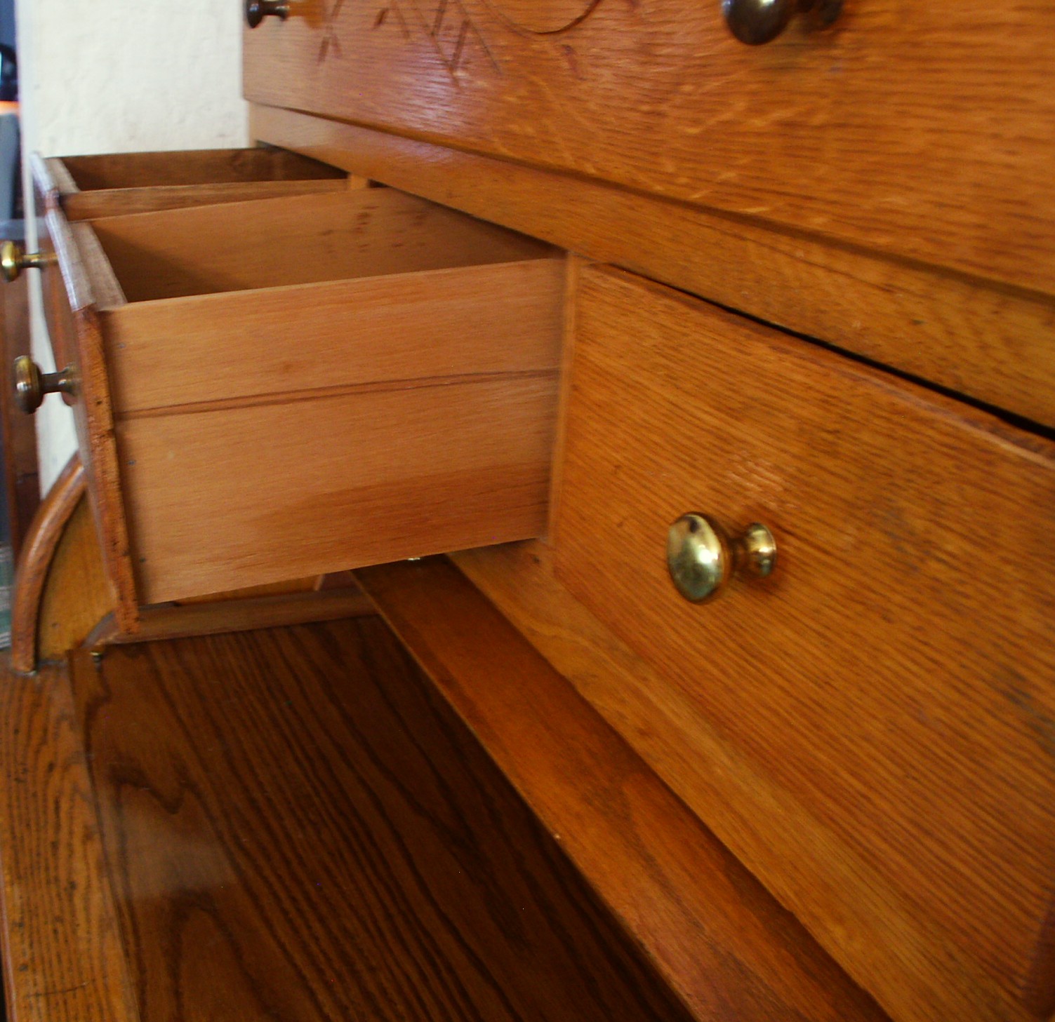 Antique Roll Top Oak Bakers Cabinet