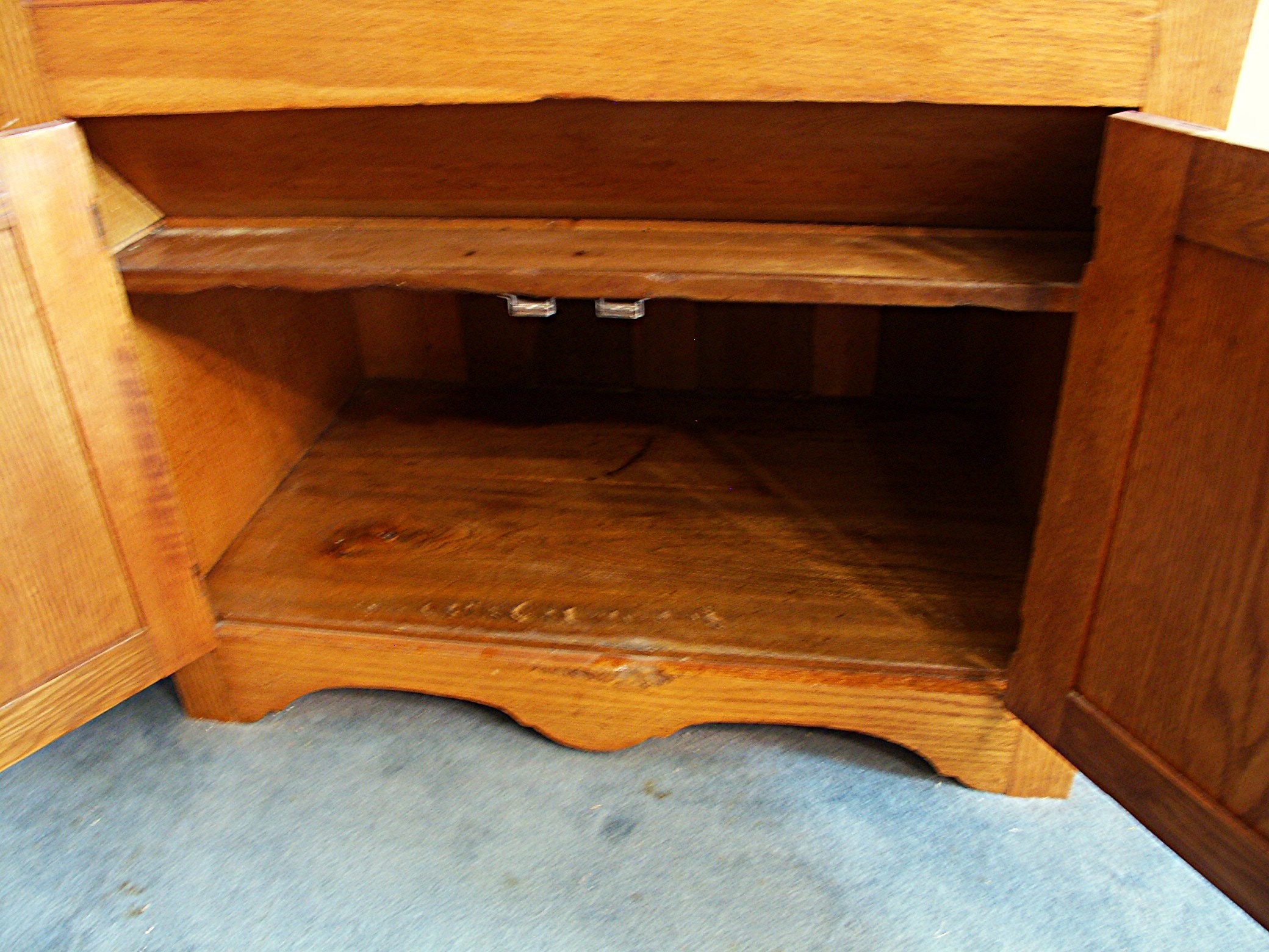 Antique Roll Top Oak Bakers Cabinet