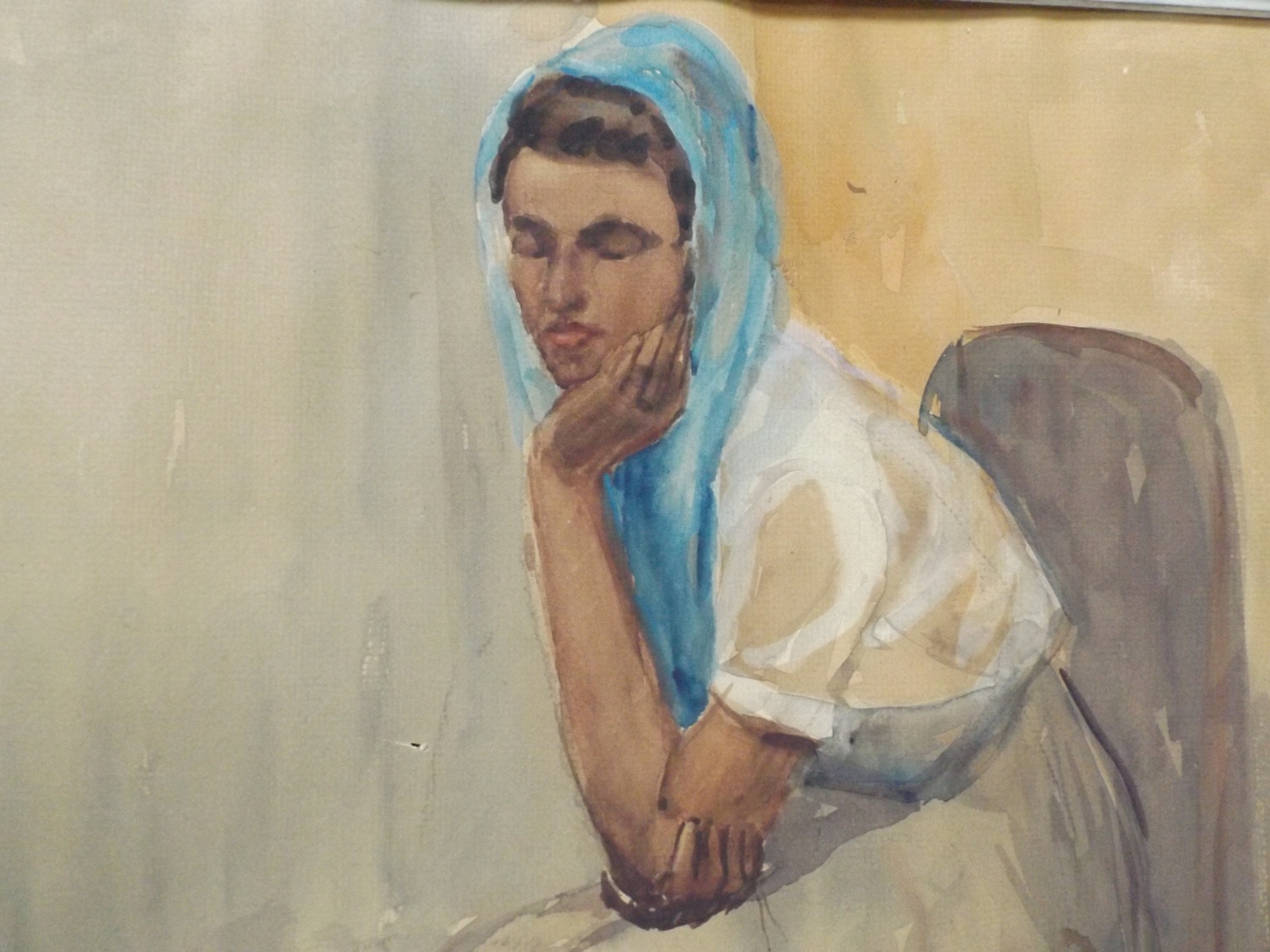 Signed Original Figural Watercolor