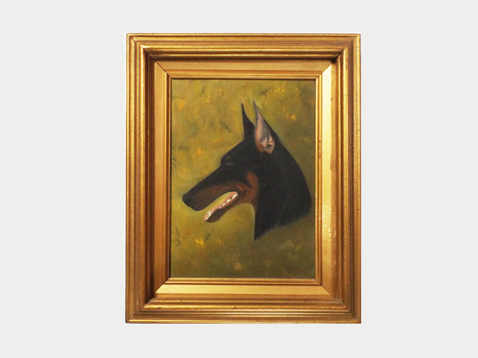 Signed Original Dog Portrait Oil Painting