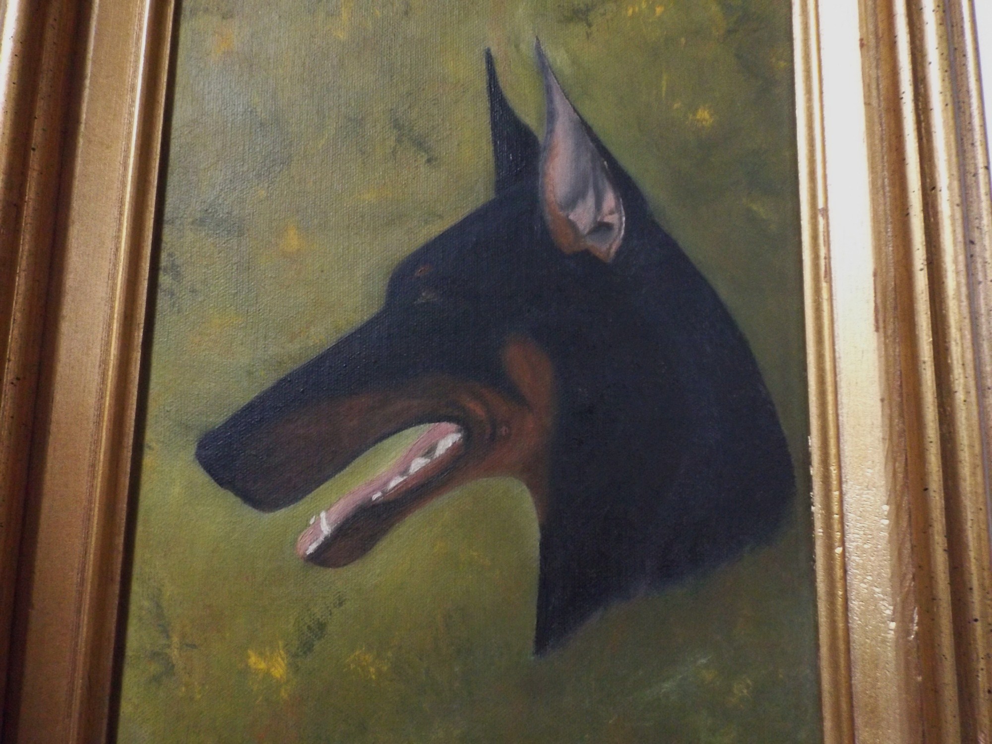 Signed Original Dog Portrait Oil Painting