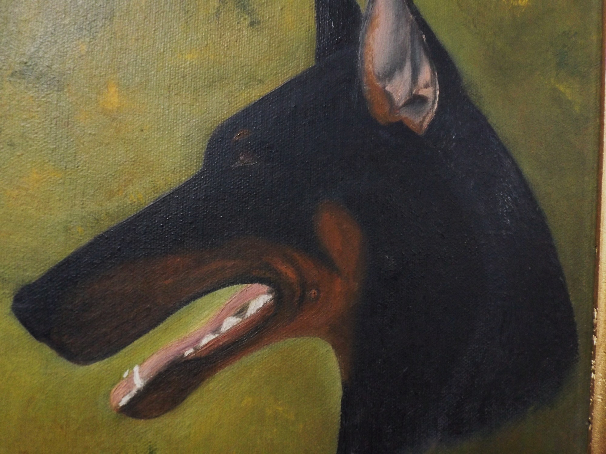 Signed Original Dog Portrait Oil Painting