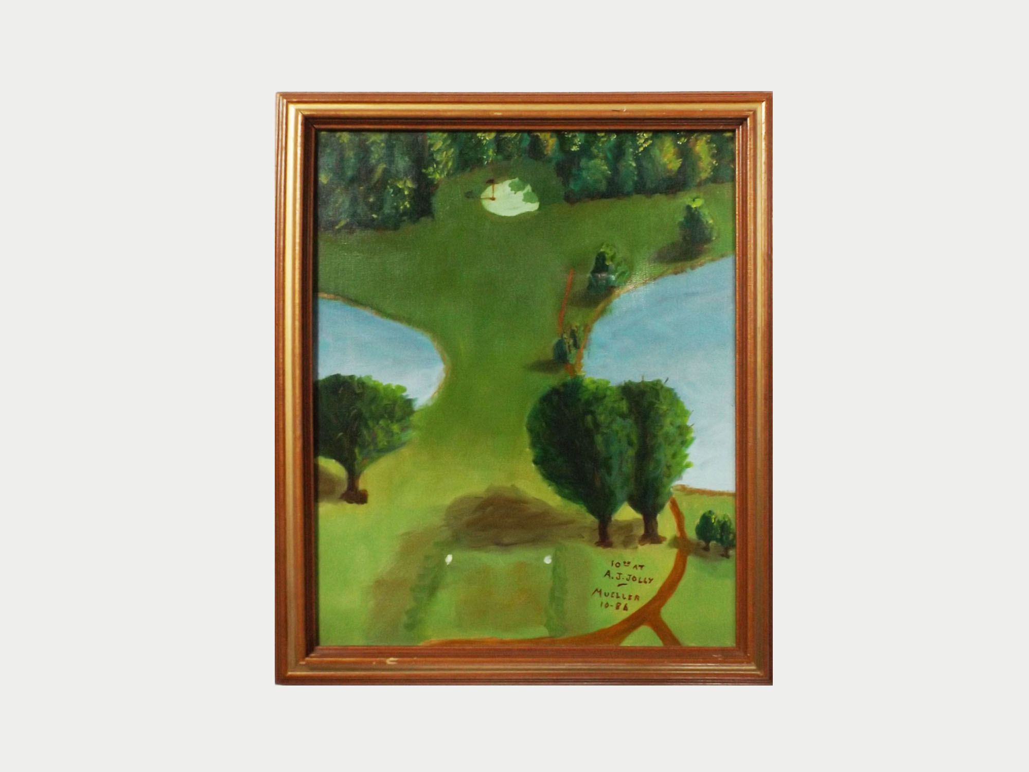 Signed Golf Course Oil Painting