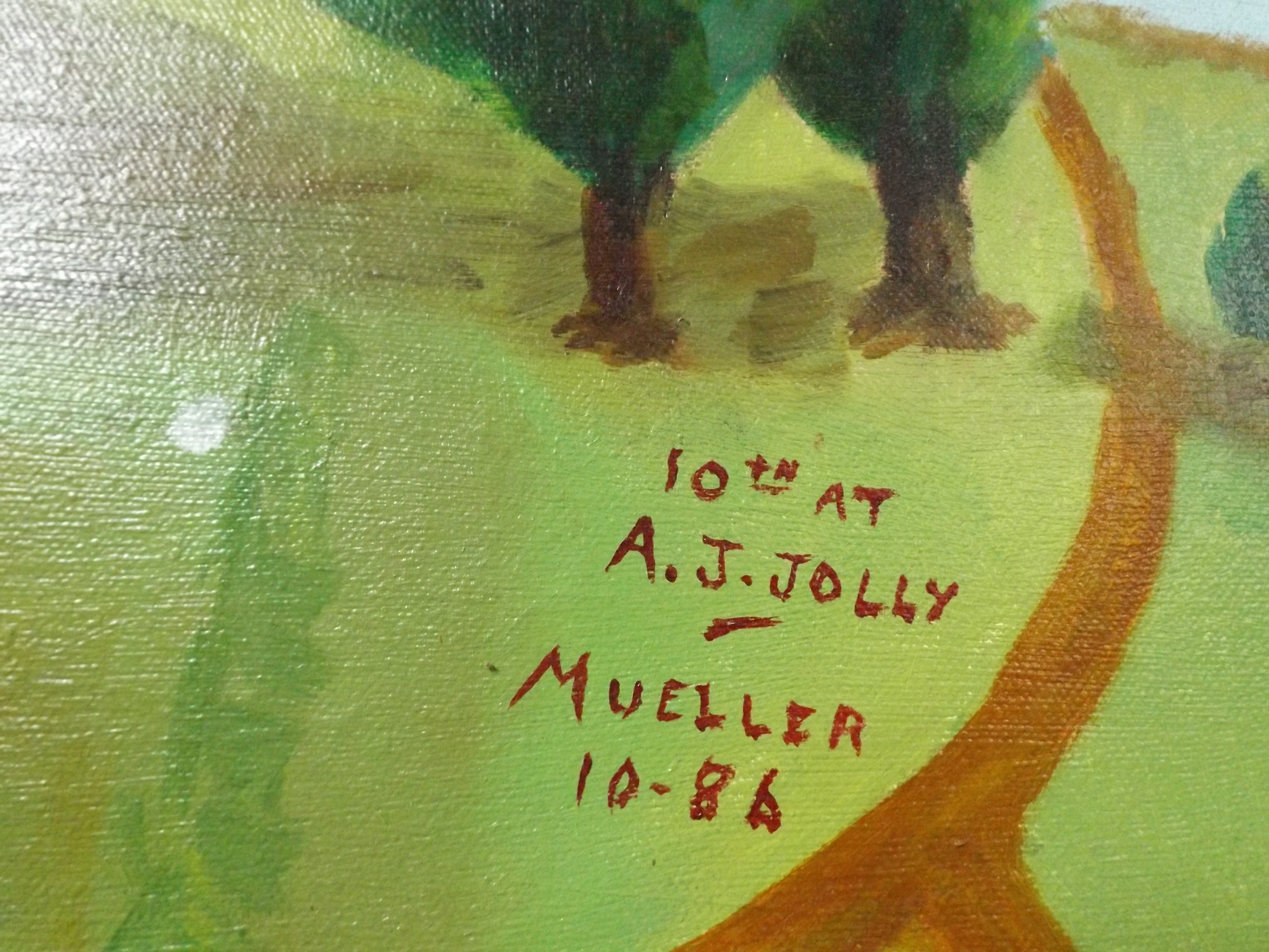 Signed Golf Course Oil Painting