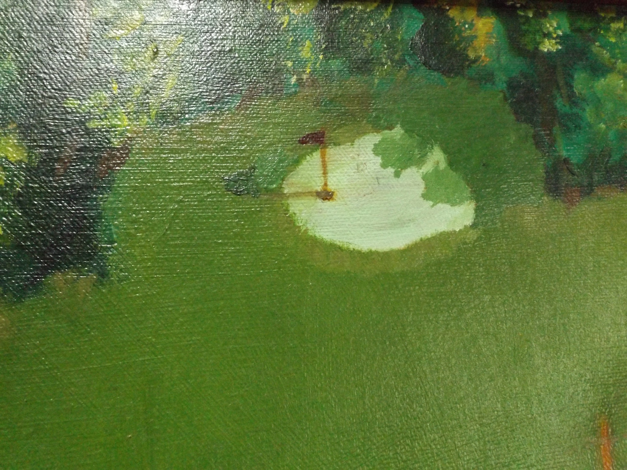 Signed Golf Course Oil Painting