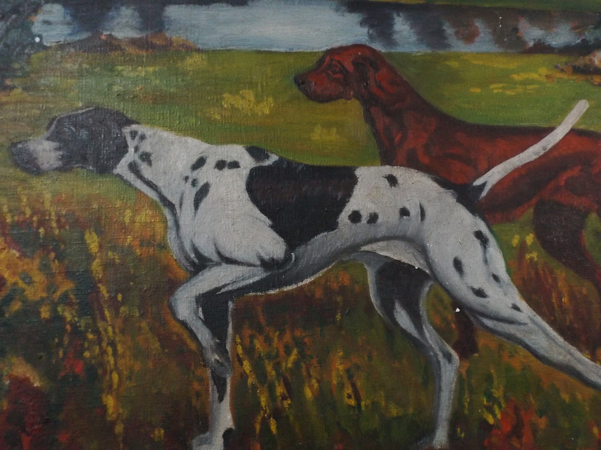 Original Hunting Dog Oil Painting