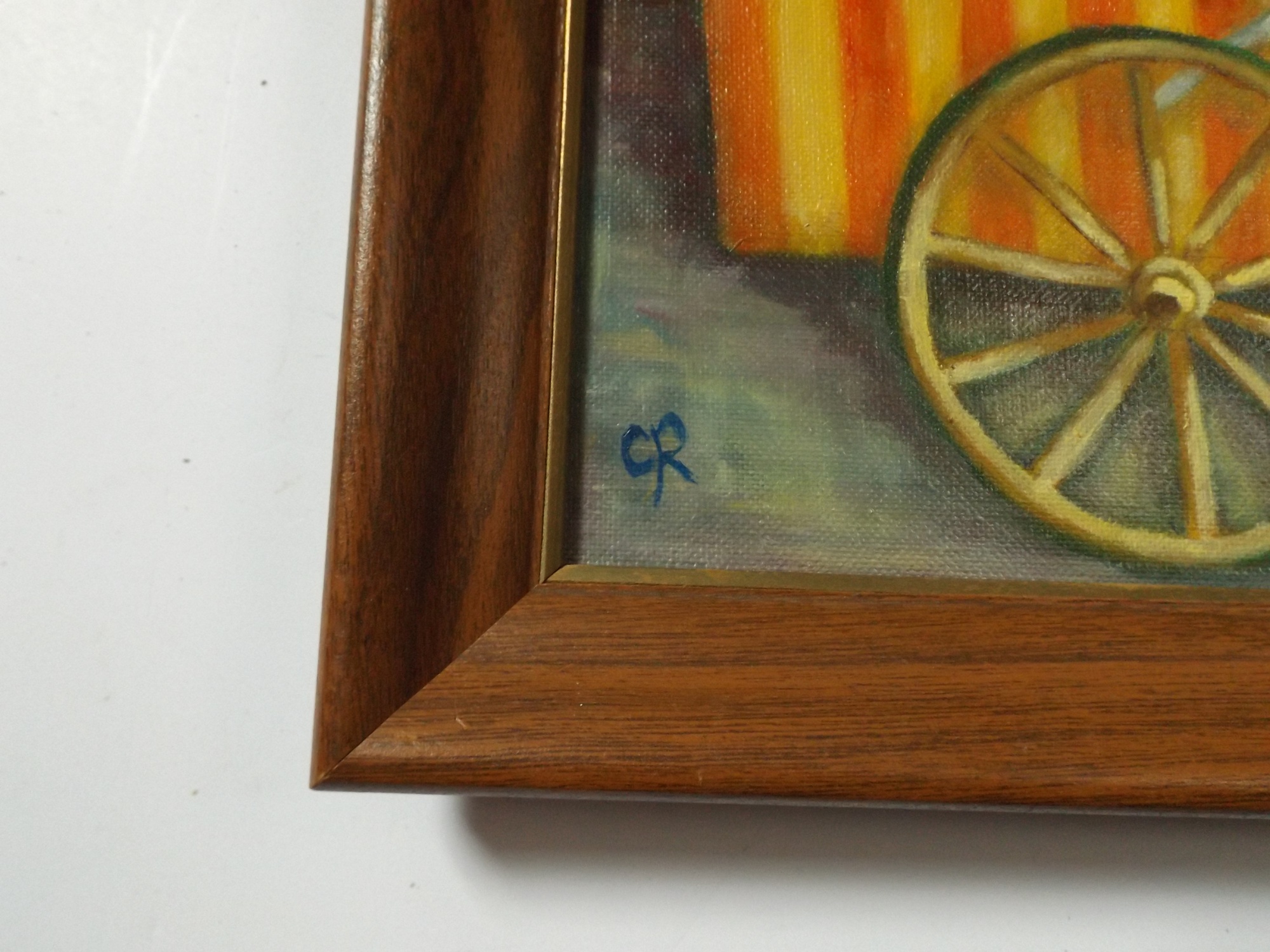 Signed Original Oil Painting of a Street Vendor