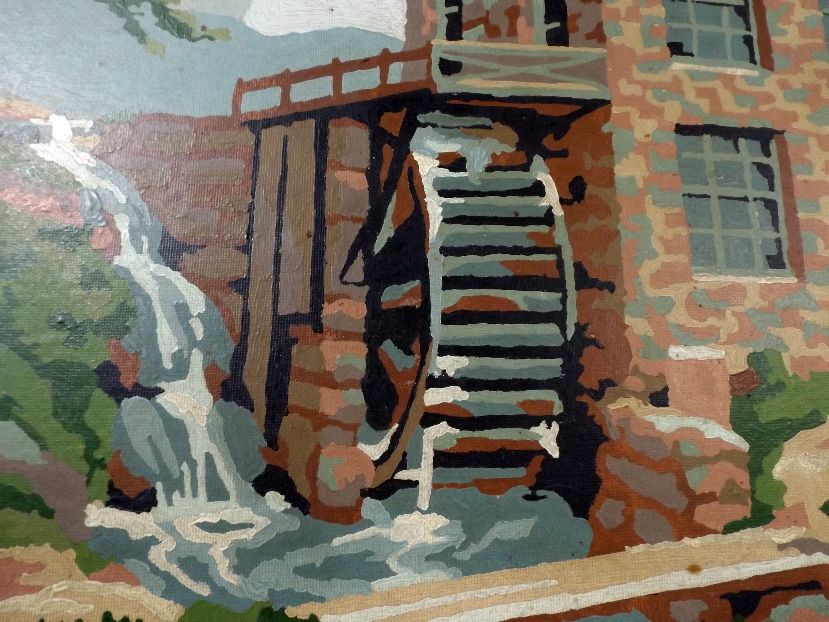 Paint-By-Numbers Mill Scene Oil Painting