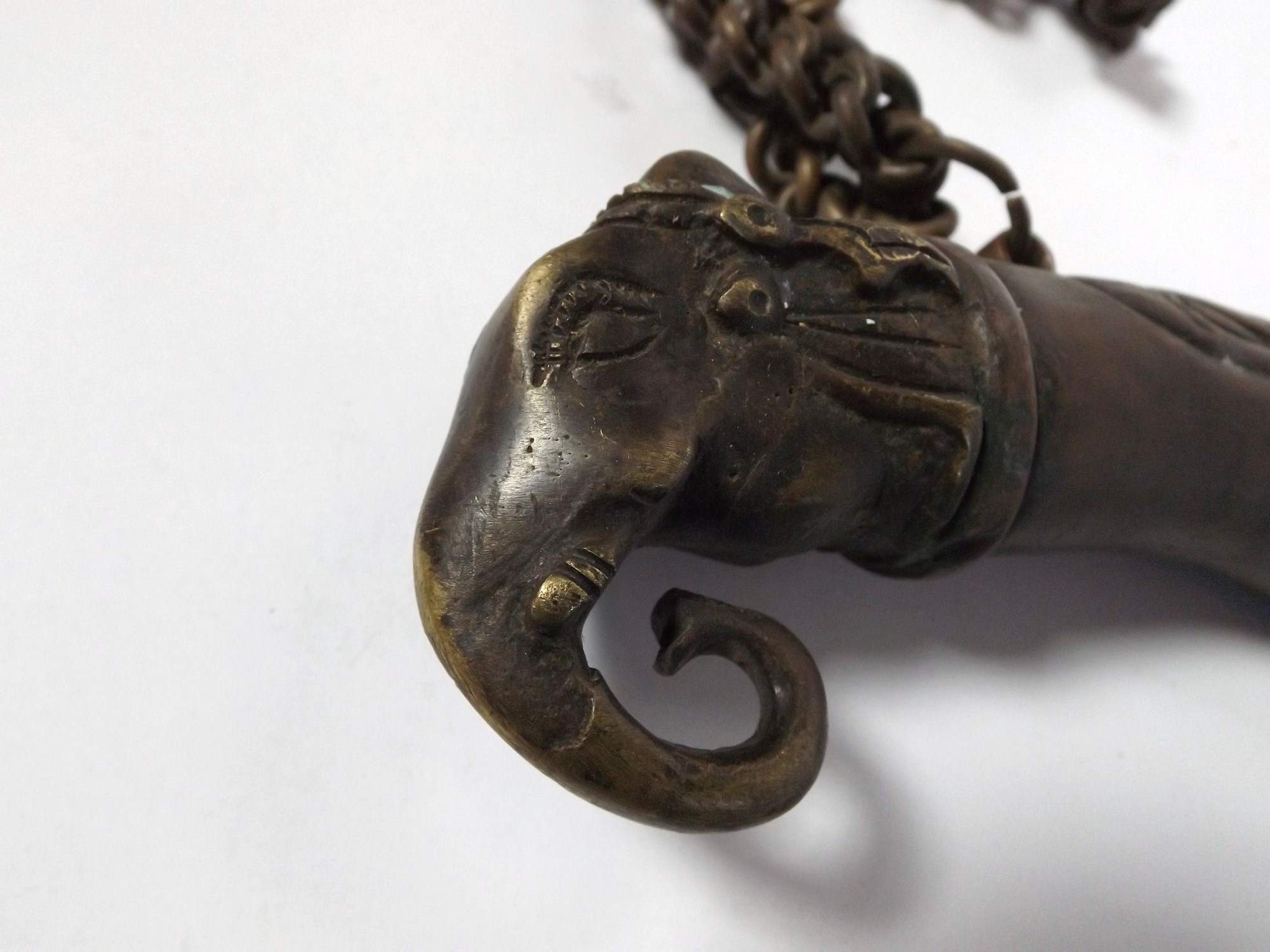 Antique Brass Elephant Horn-Shaped Artifact