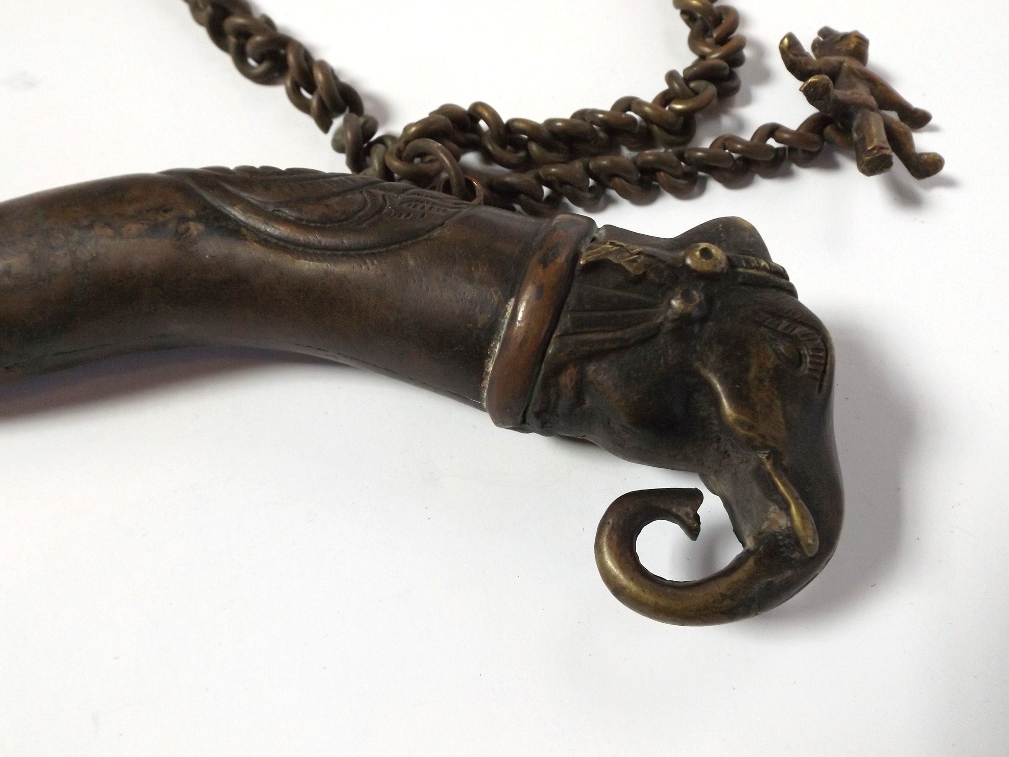 Antique Brass Elephant Horn-Shaped Artifact