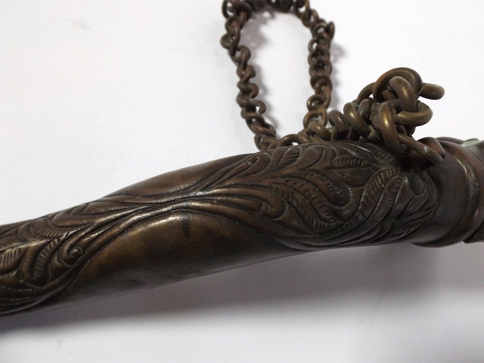 Antique Brass Elephant Horn-Shaped Artifact