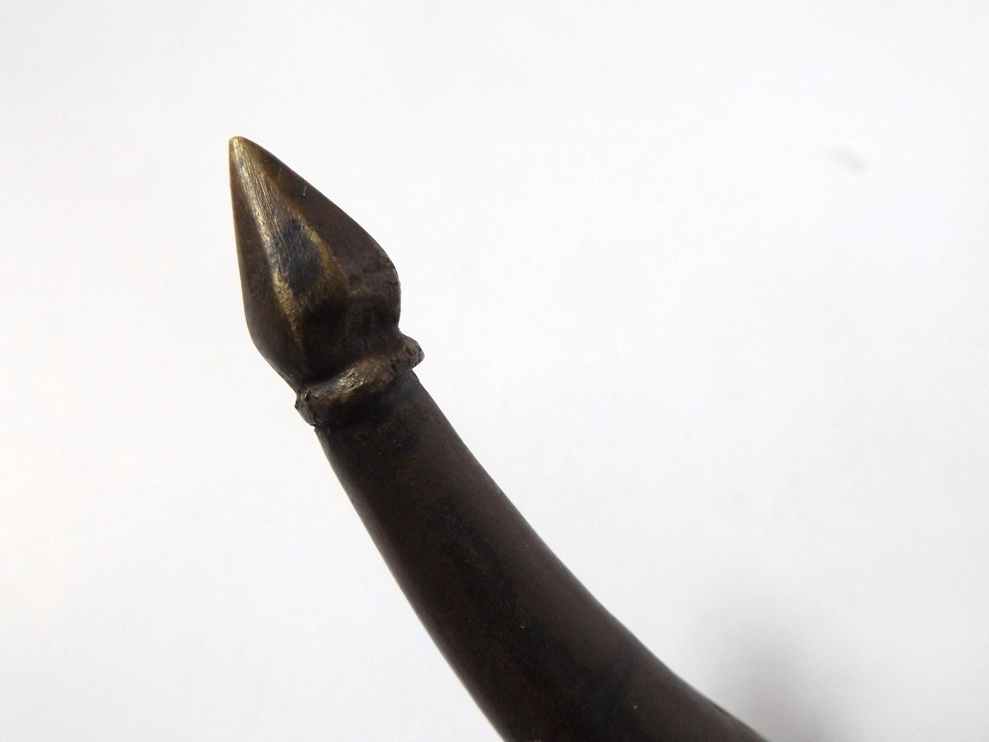 Antique Brass Elephant Horn-Shaped Artifact