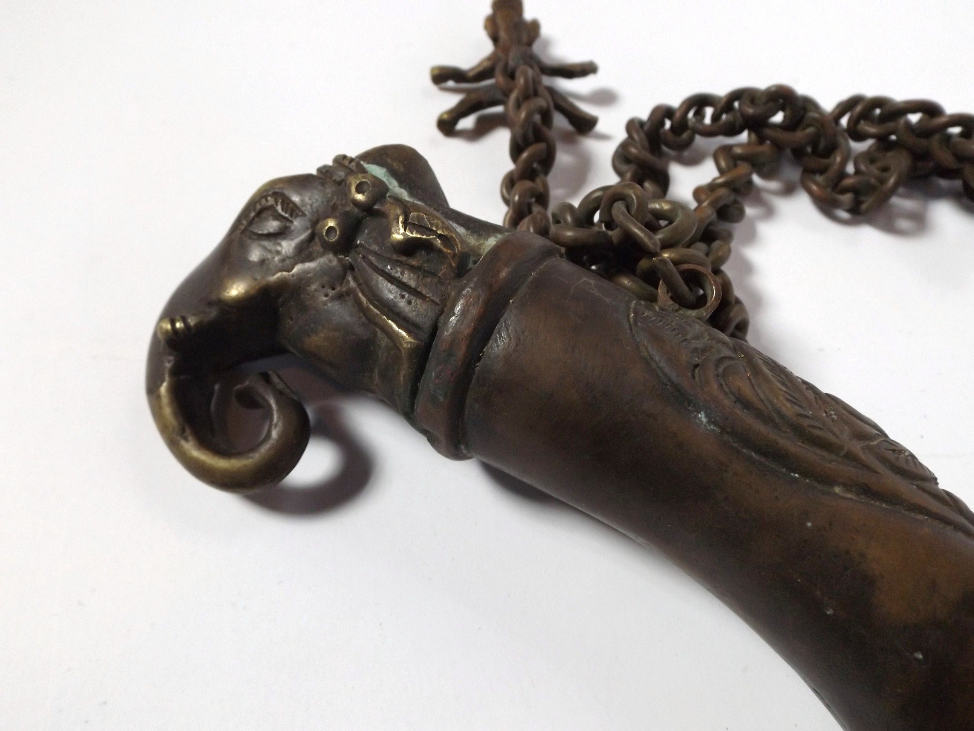 Antique Brass Elephant Horn-Shaped Artifact