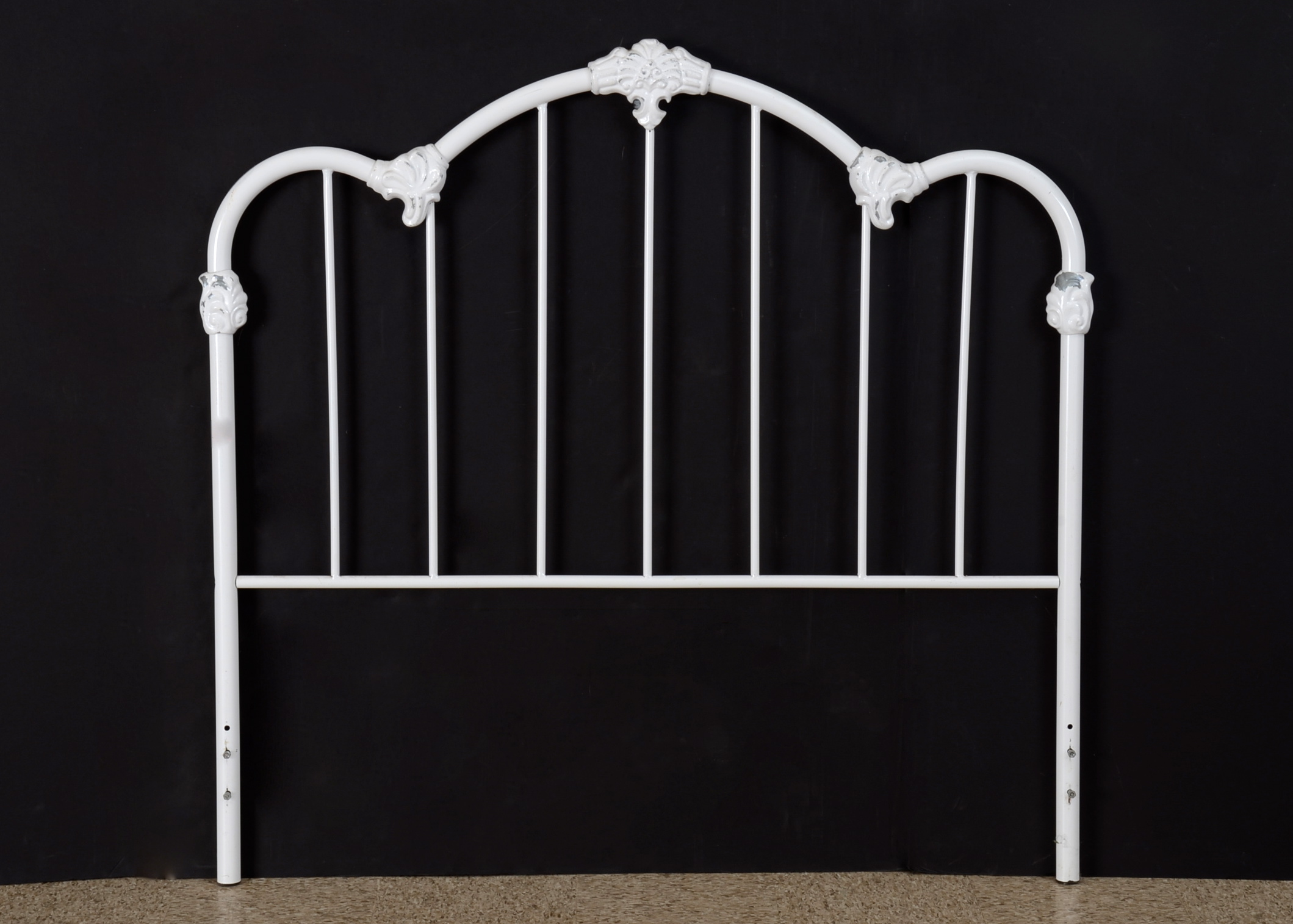 White Enameled Metal Headboard