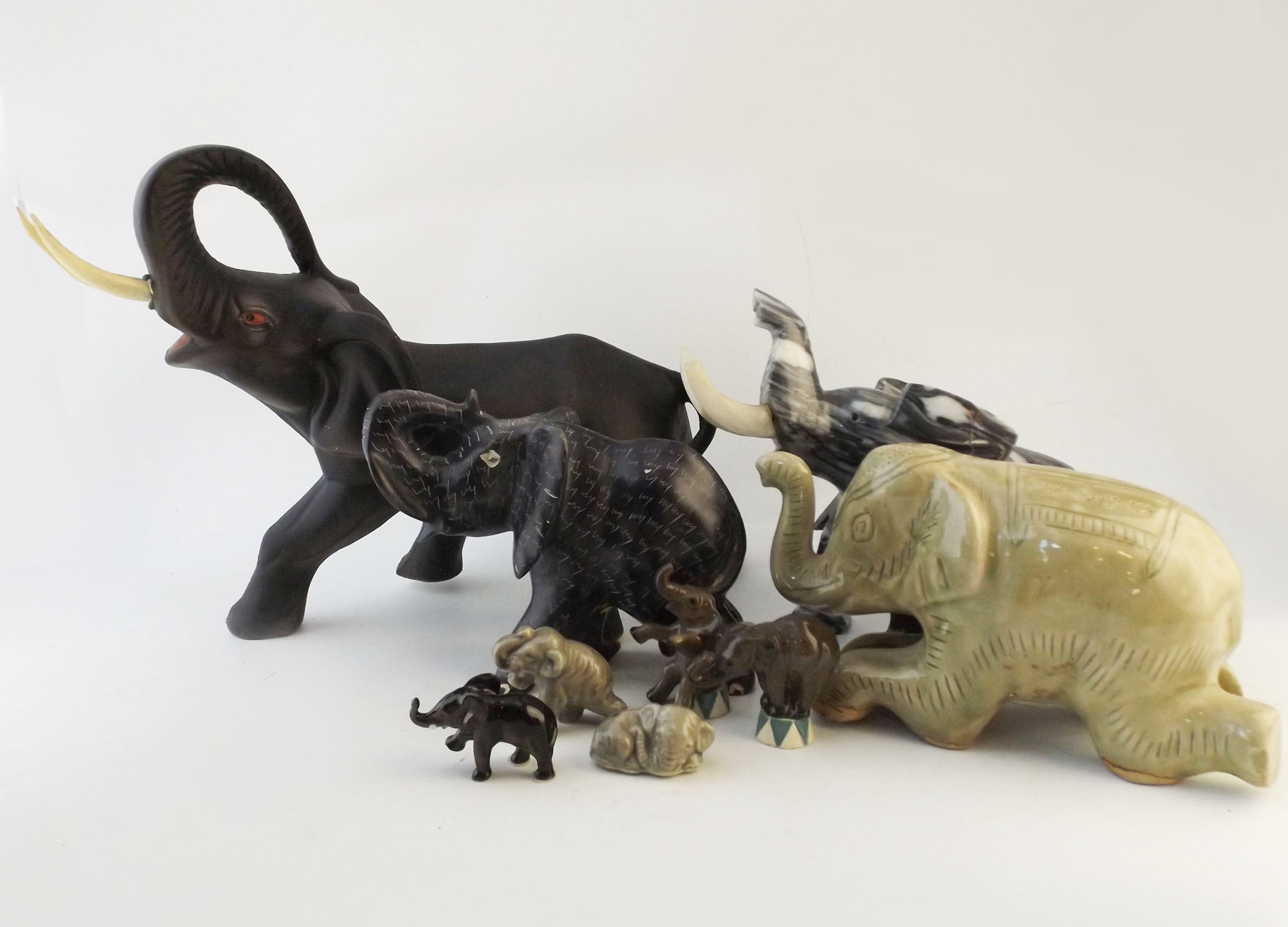 Stone and Ceramic Elephant Collection