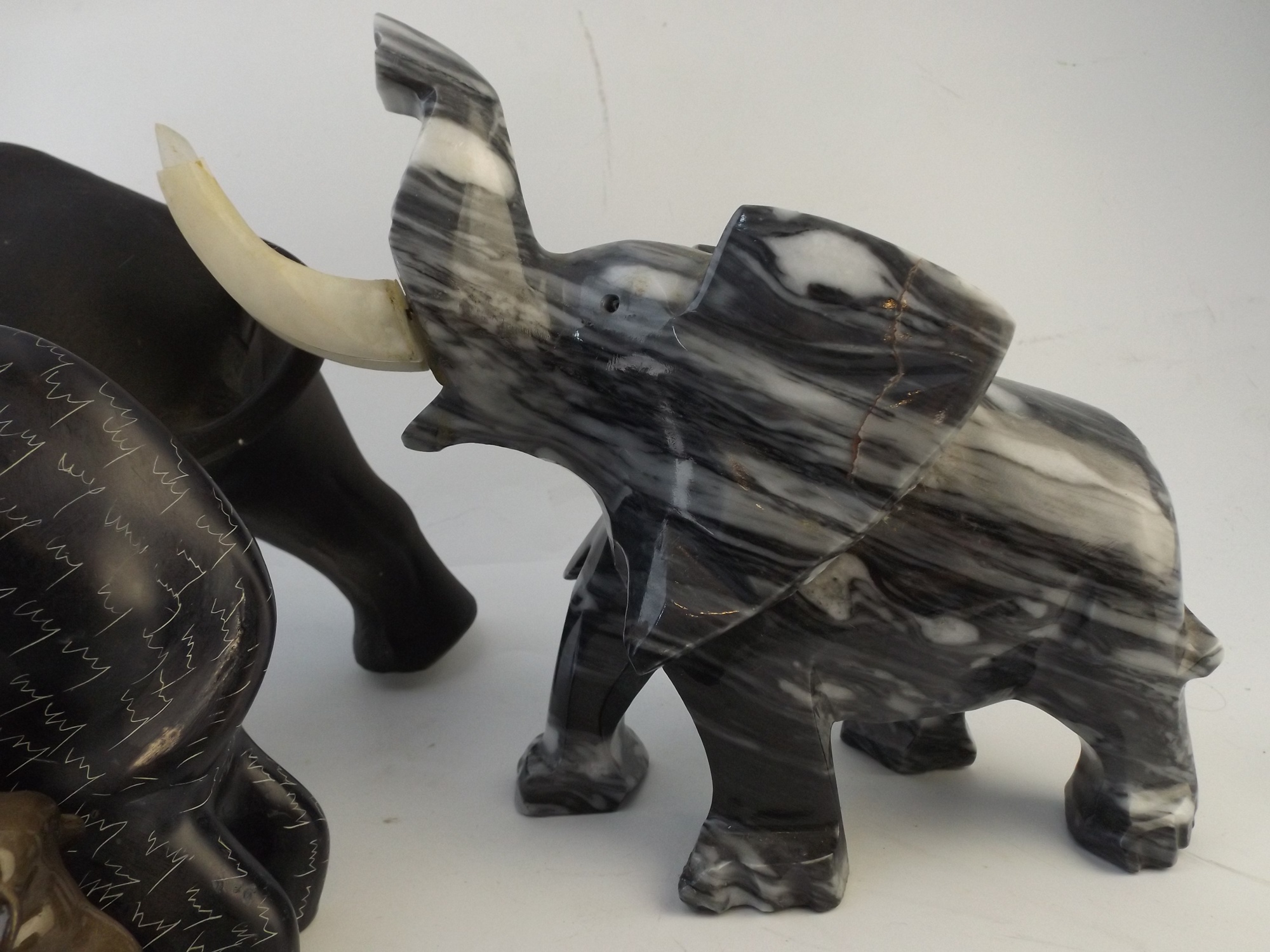 Stone and Ceramic Elephant Collection