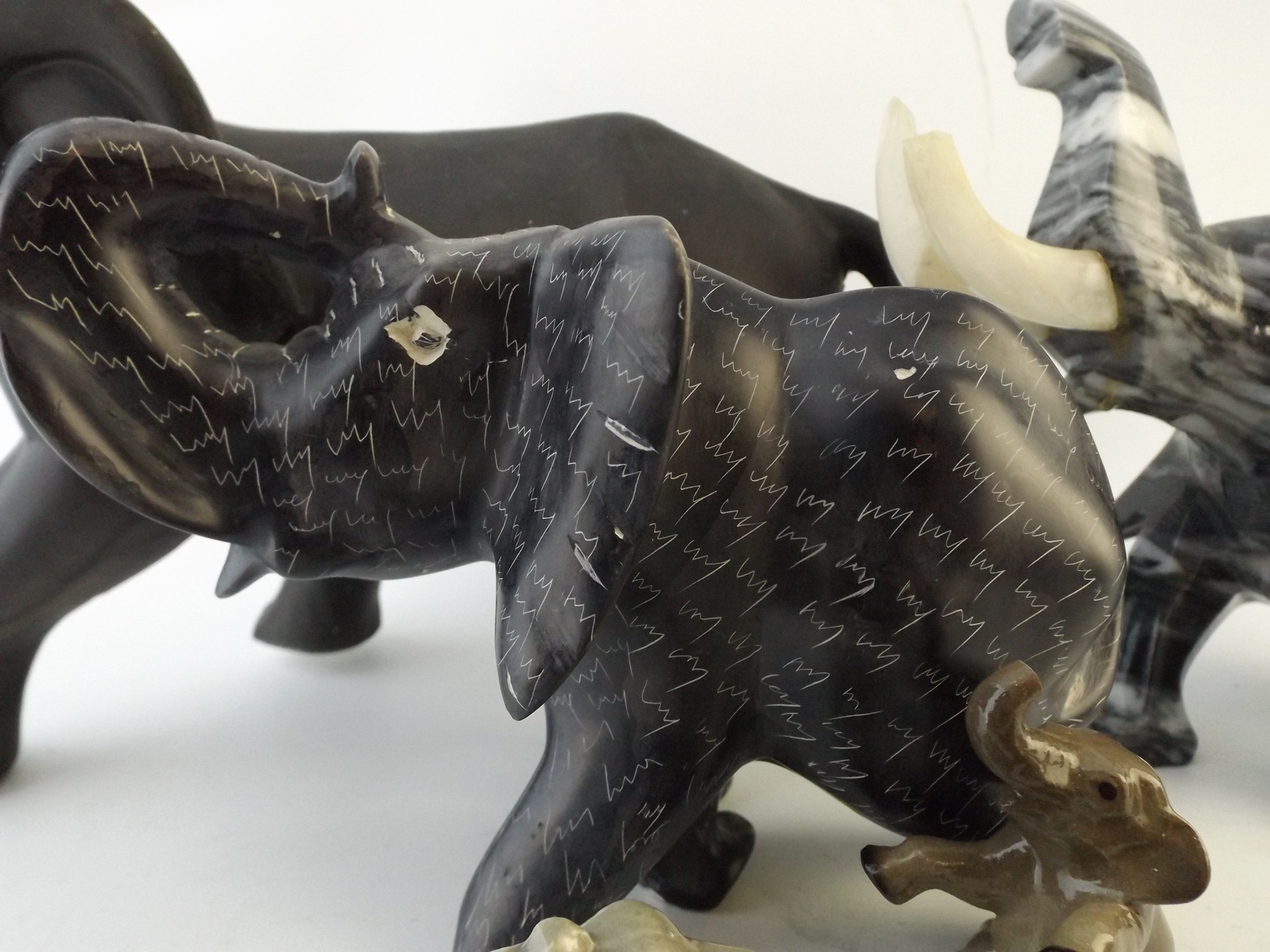 Stone and Ceramic Elephant Collection