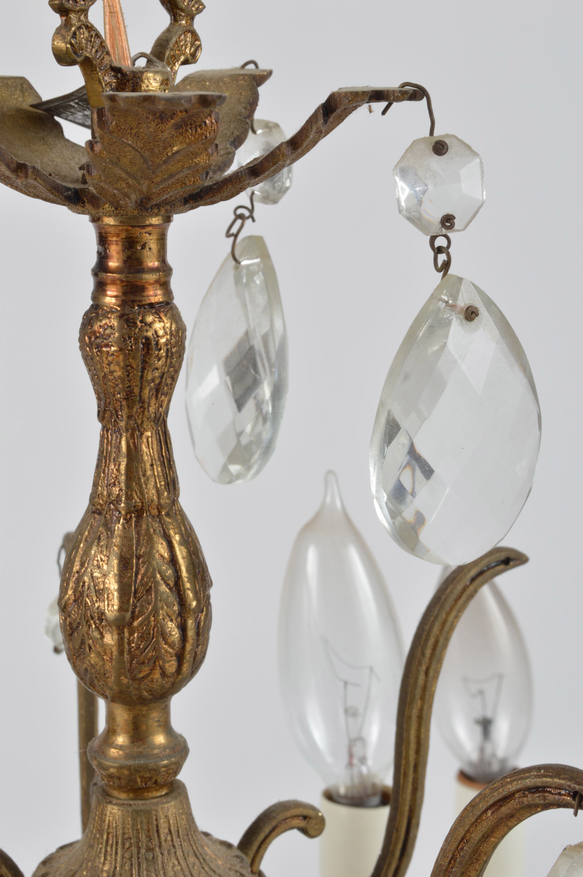 Spanish Brass and Crystal Prism Chandelier