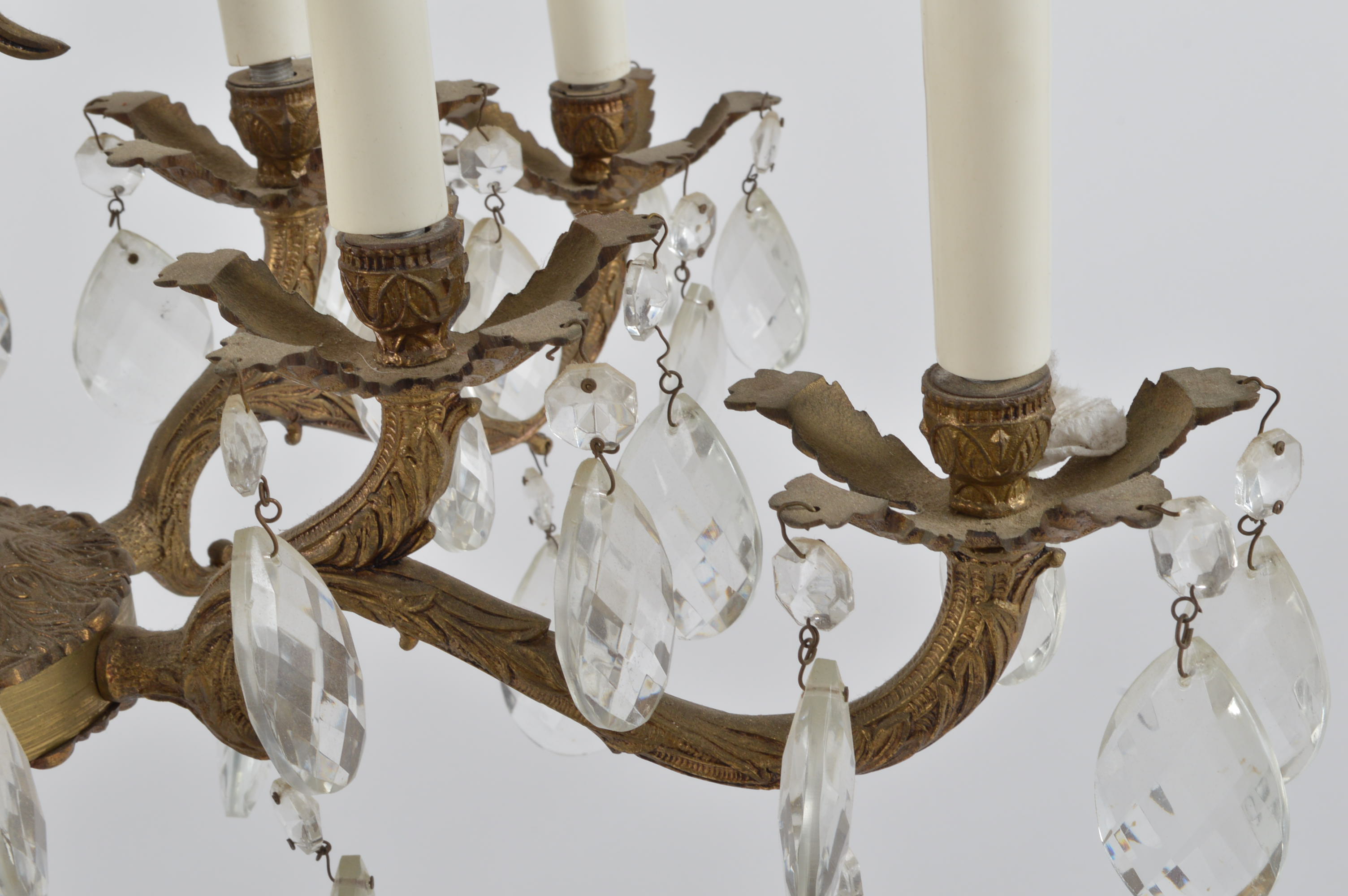 Spanish Brass and Crystal Prism Chandelier