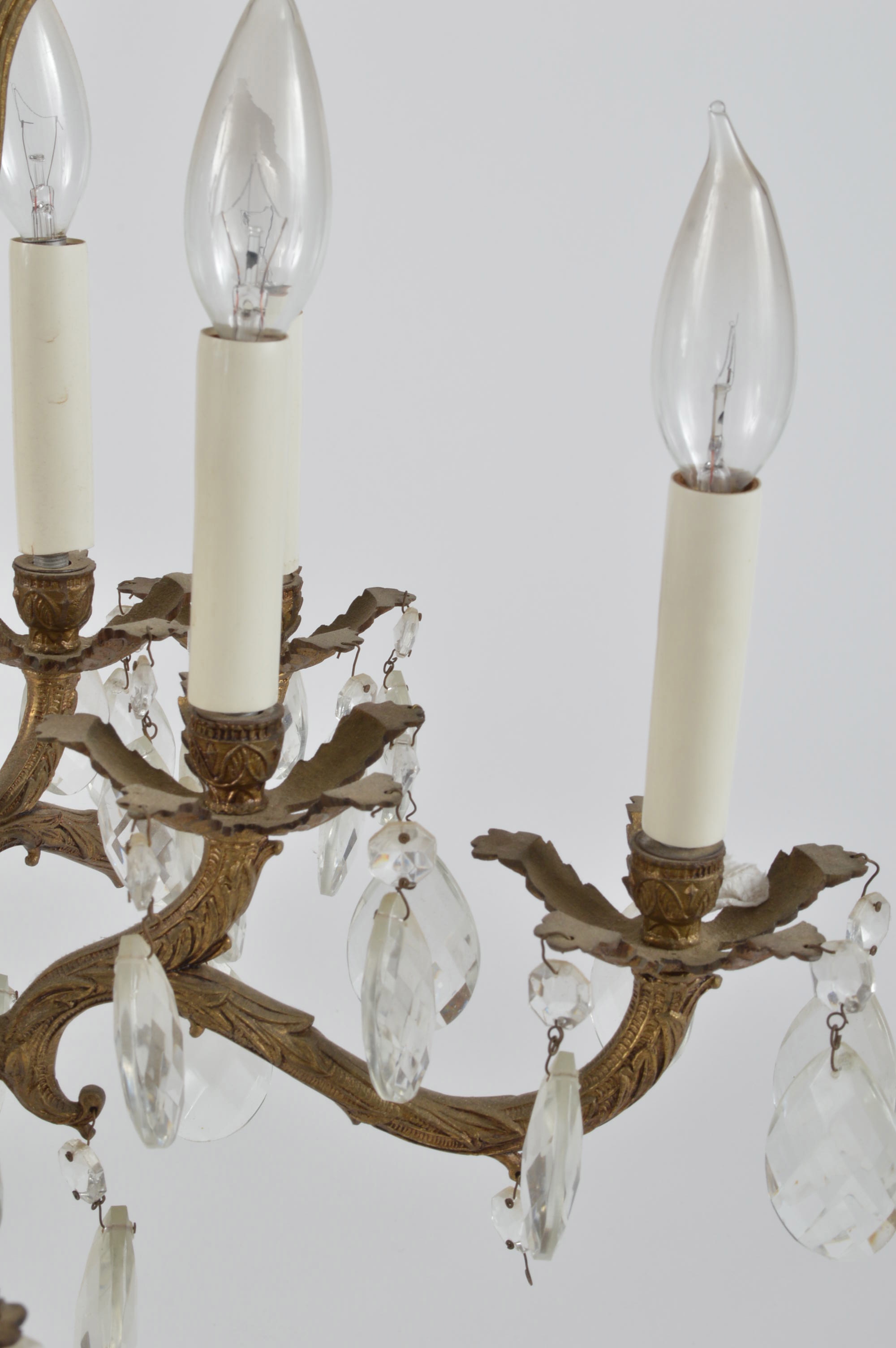 Spanish Brass and Crystal Prism Chandelier