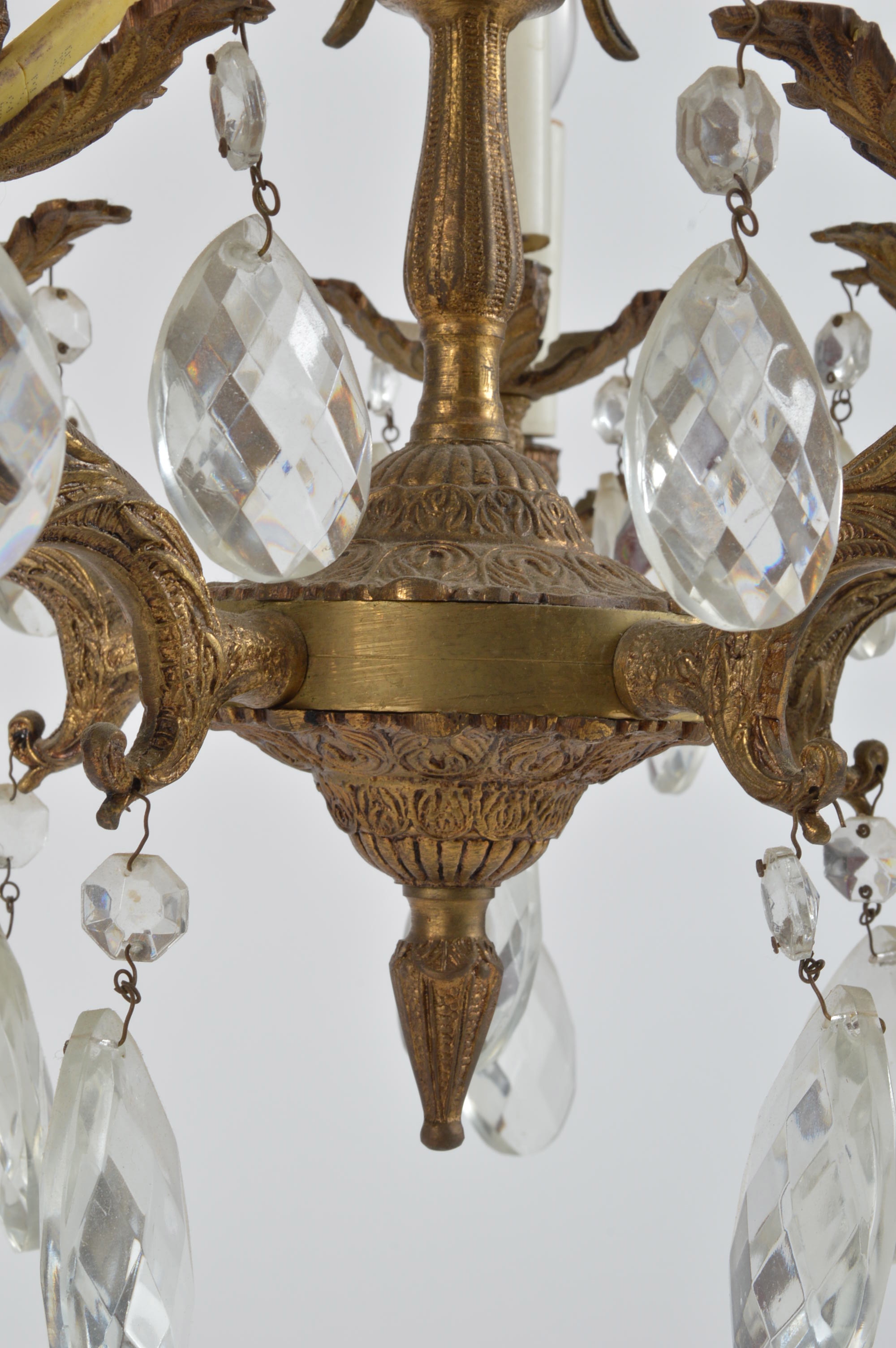 Spanish Brass and Crystal Prism Chandelier