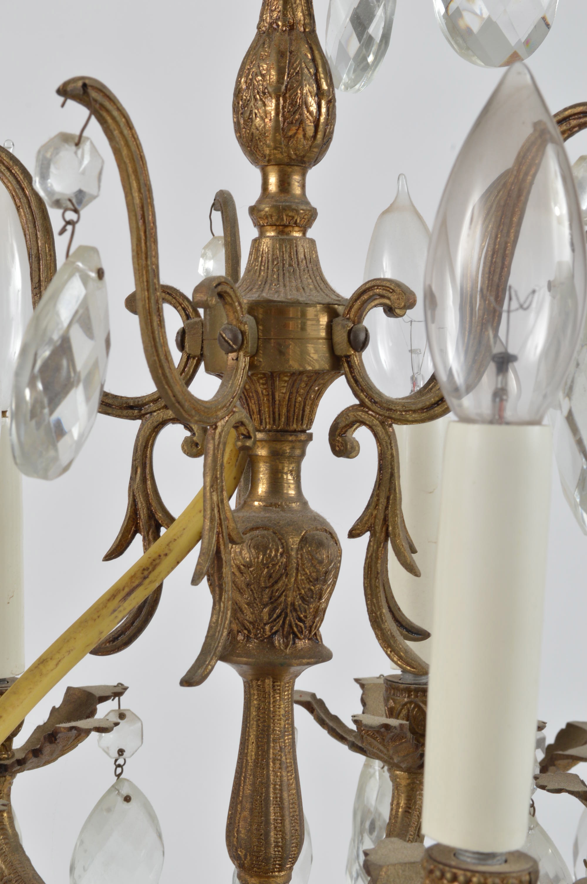 Spanish Brass and Crystal Prism Chandelier