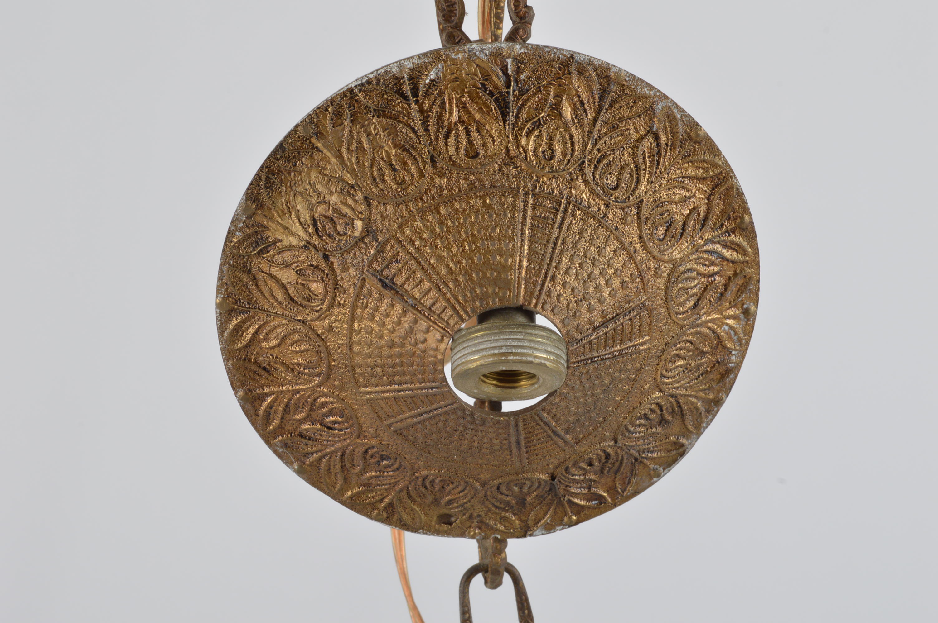 Spanish Brass and Crystal Prism Chandelier