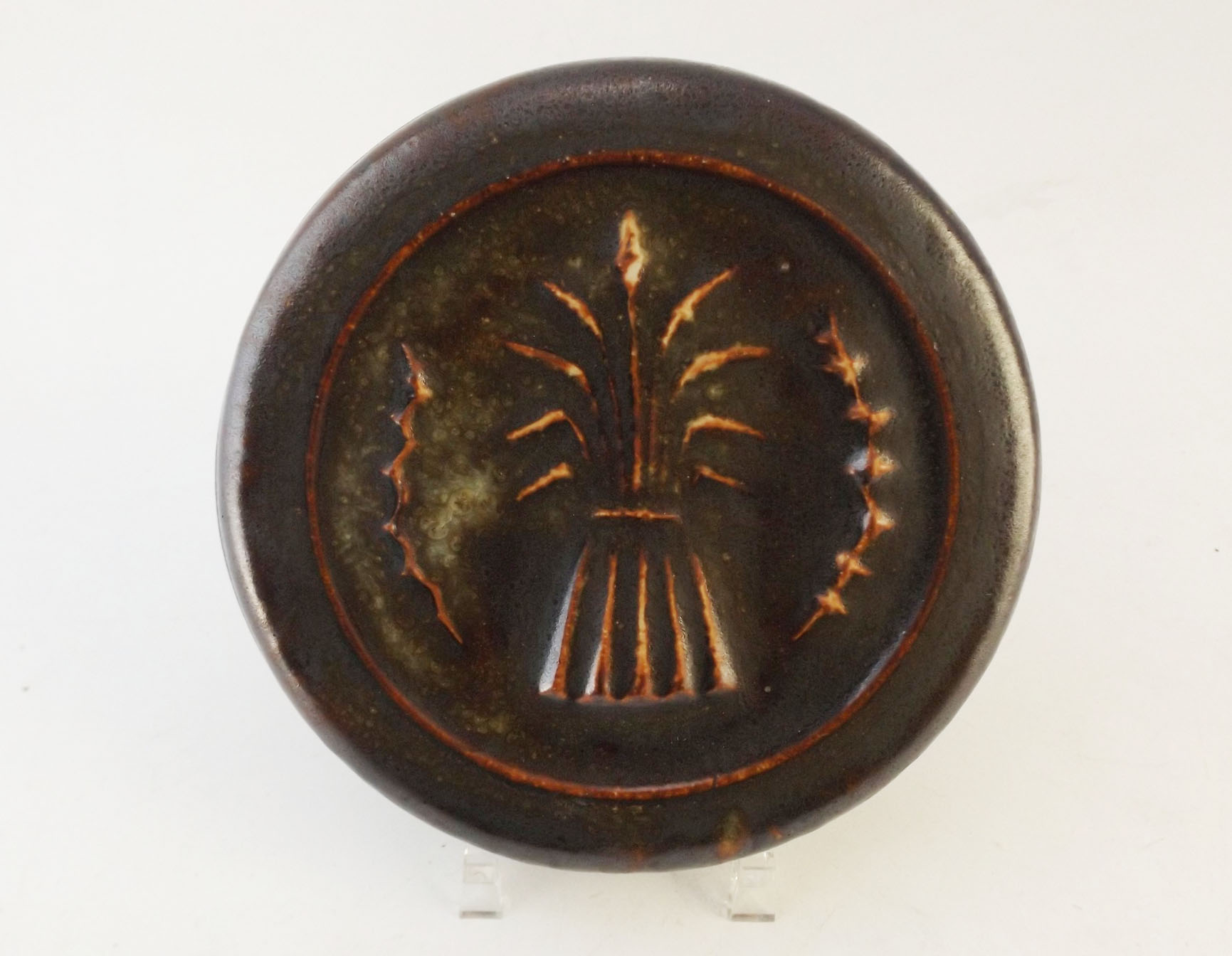 Brownware Pottery Plaque with Wheat Sheaf