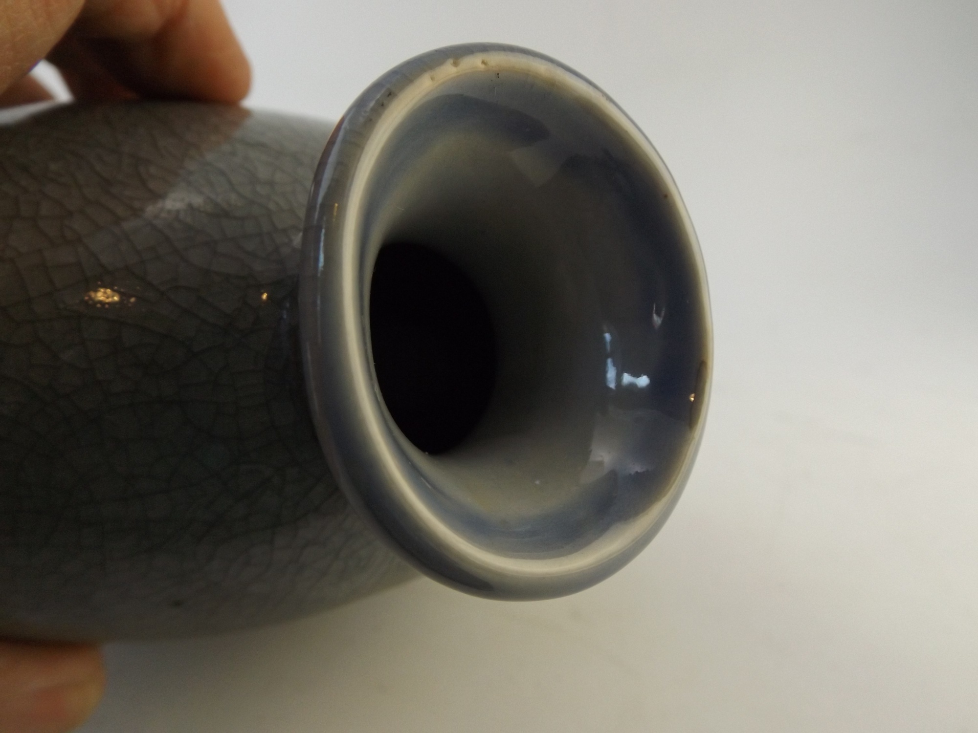French Raku Vase with Goldfinch