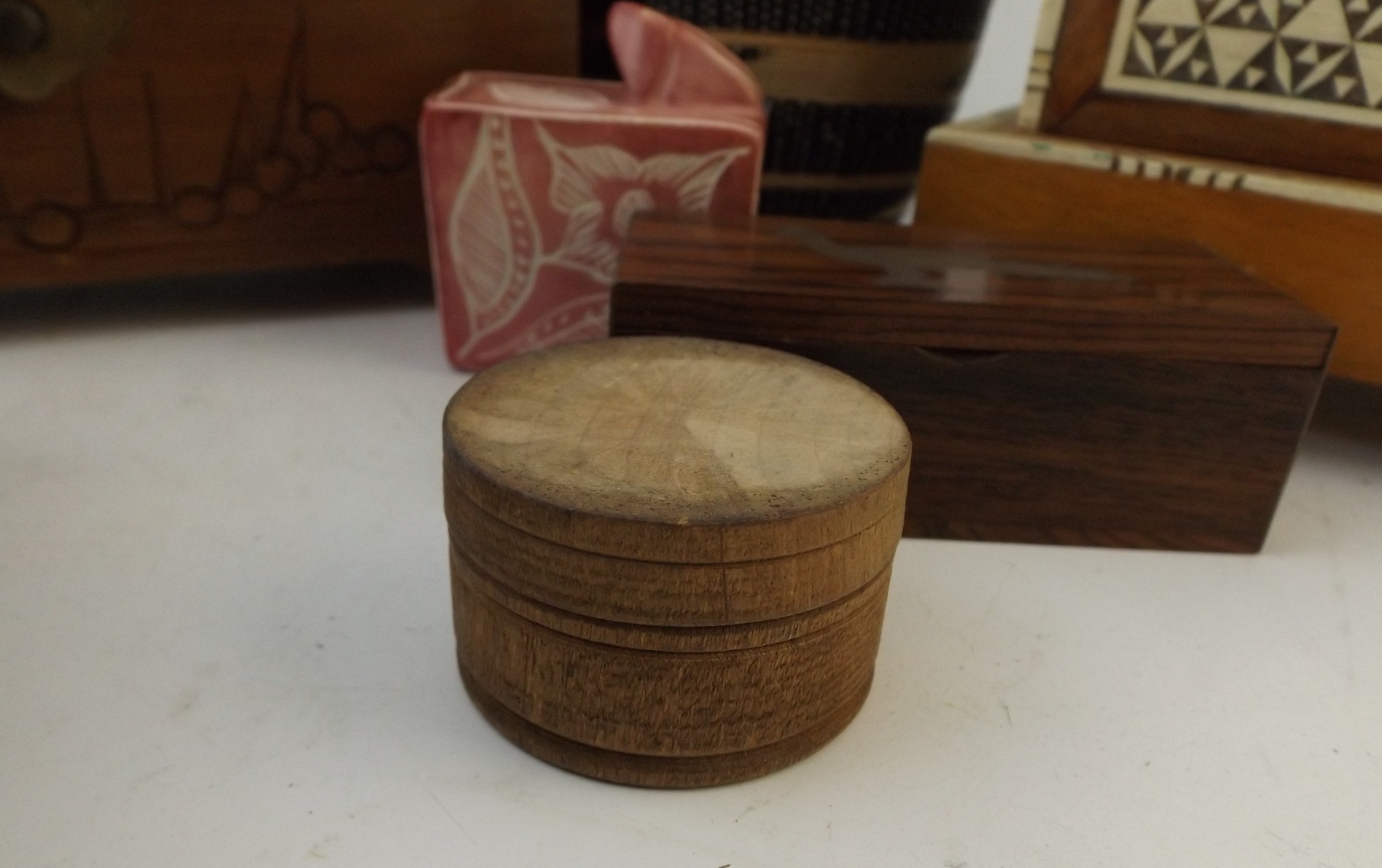 Inlaid Wooden Boxes and Rwandan Woven Basket