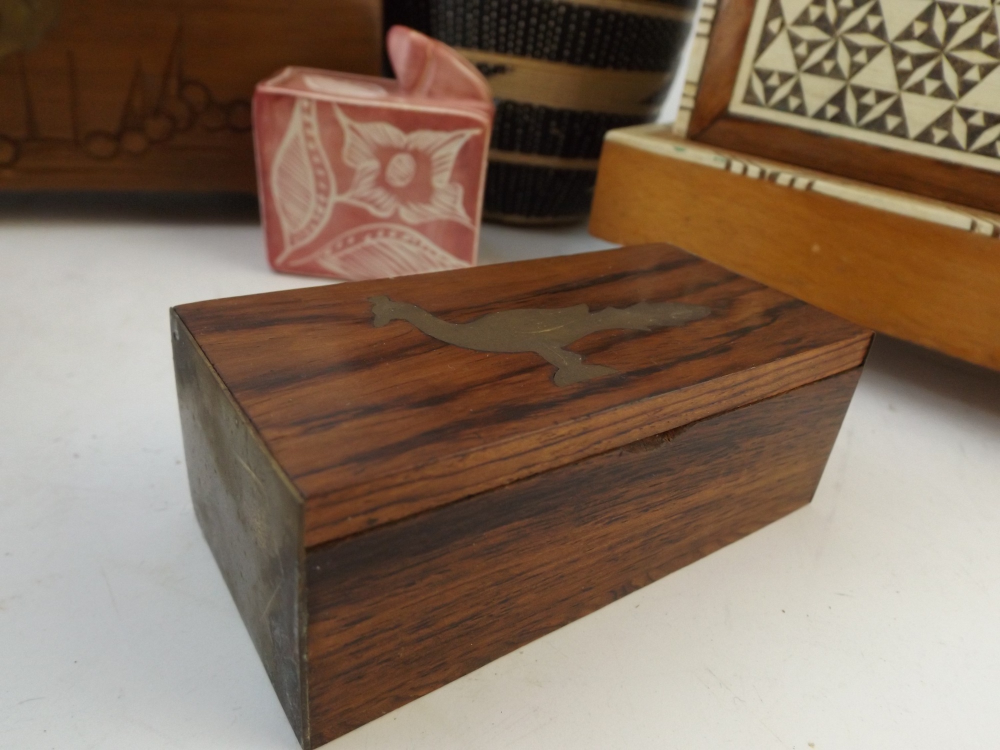 Inlaid Wooden Boxes and Rwandan Woven Basket