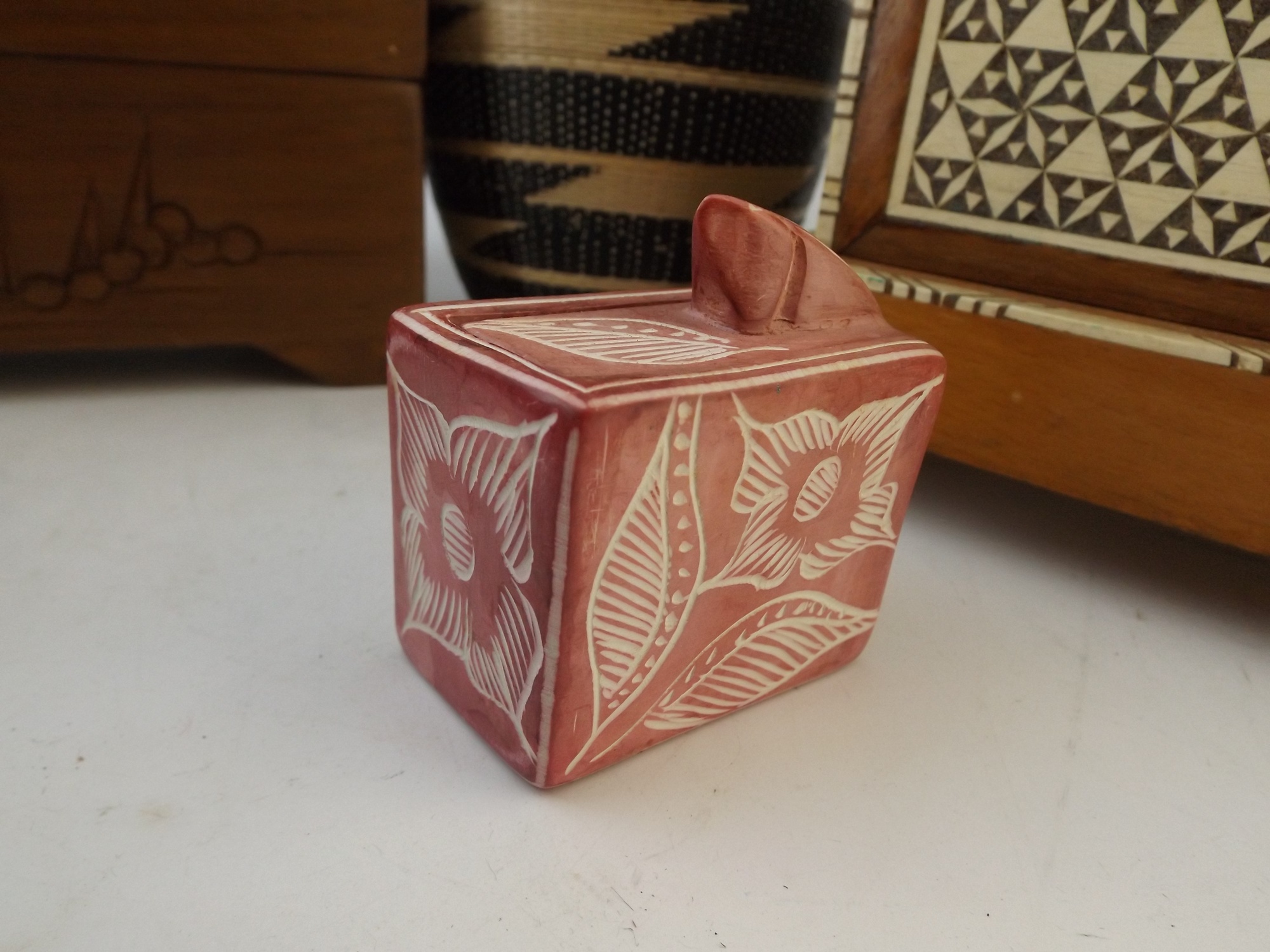 Inlaid Wooden Boxes and Rwandan Woven Basket